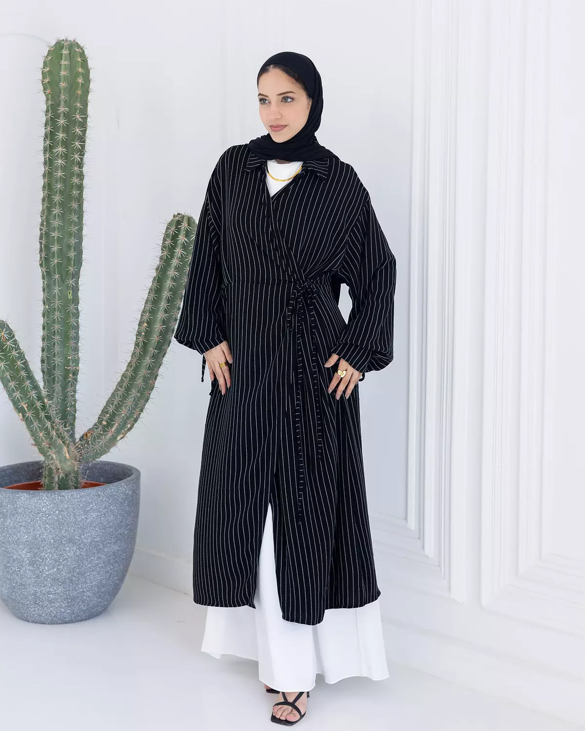 Striped Wrap Cardigan hover image
