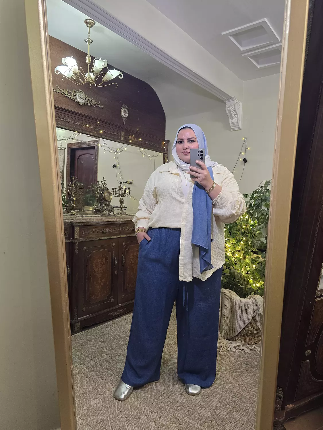 Essential linen pants ( in denim blue ) hover image