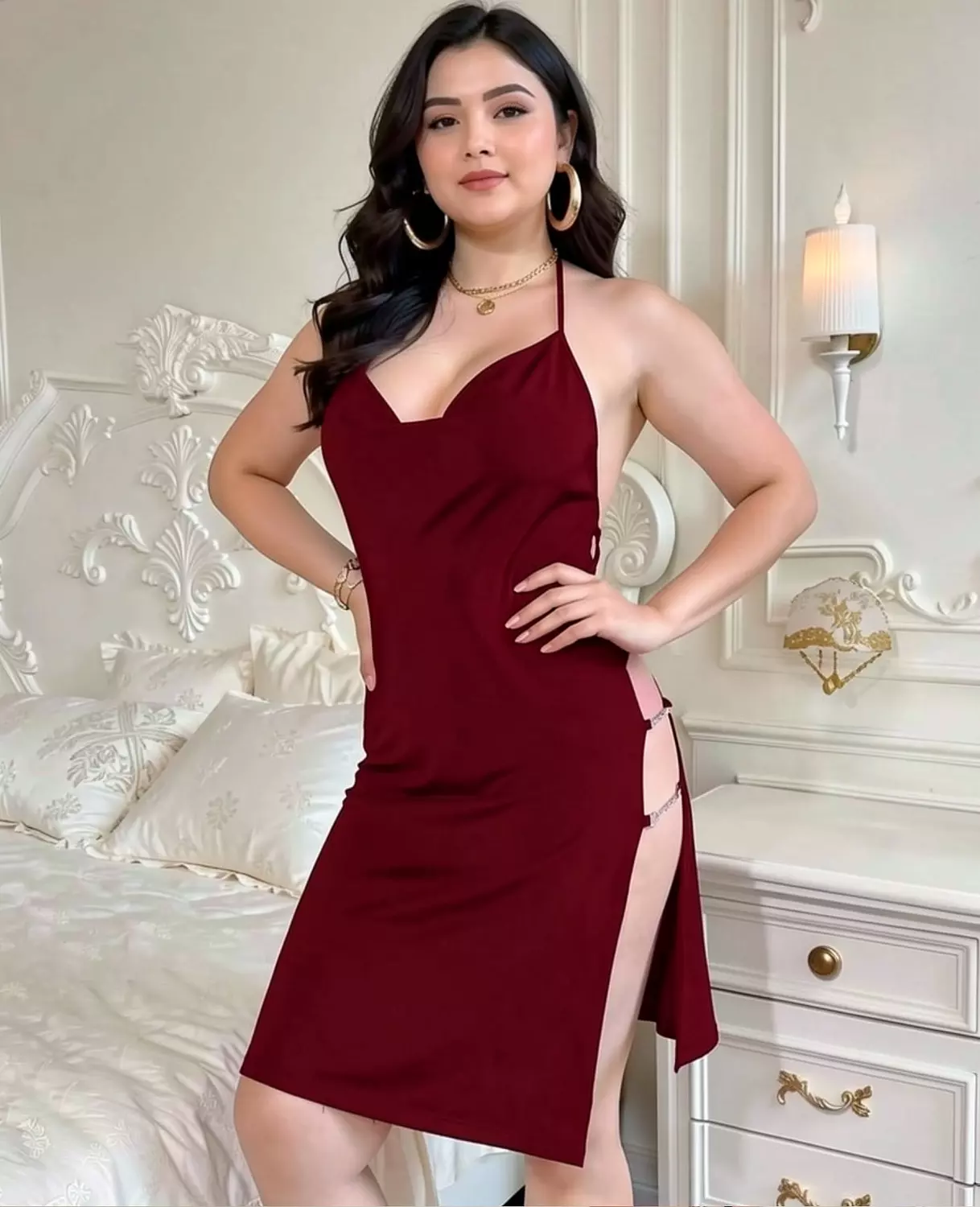 Mini Dress with Rhinestone Side Chains 11