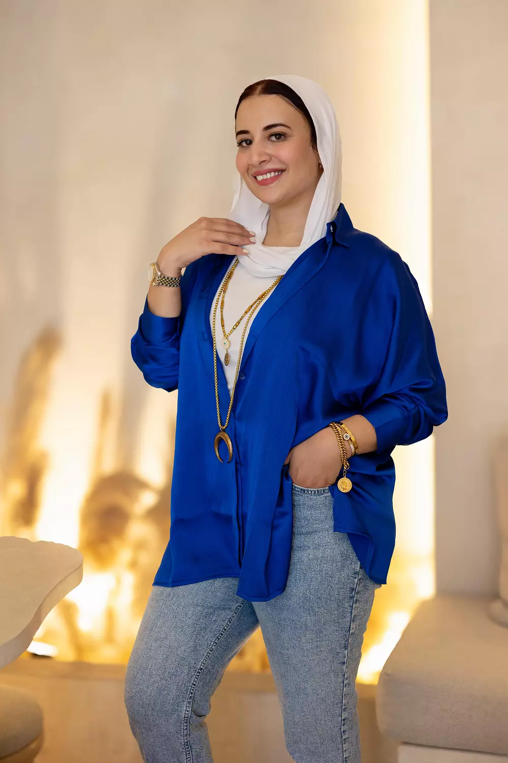 navy blue satin shirt 2