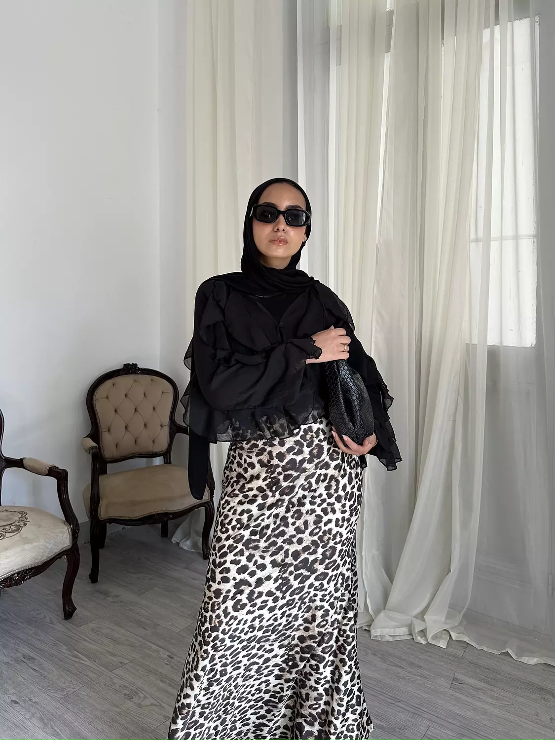 Satin leopard skirt  5