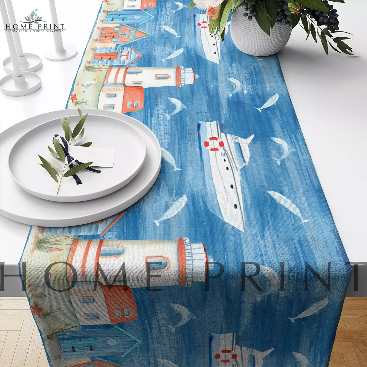 Summer Runner - Lighthouse and Yacht  - Multi Color Design  image