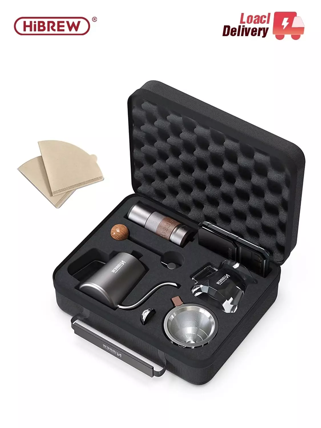  HiBREW Pour Over Coffee Kettles Manual Coffee Grinder Coffee Maker 8 pcs Set image