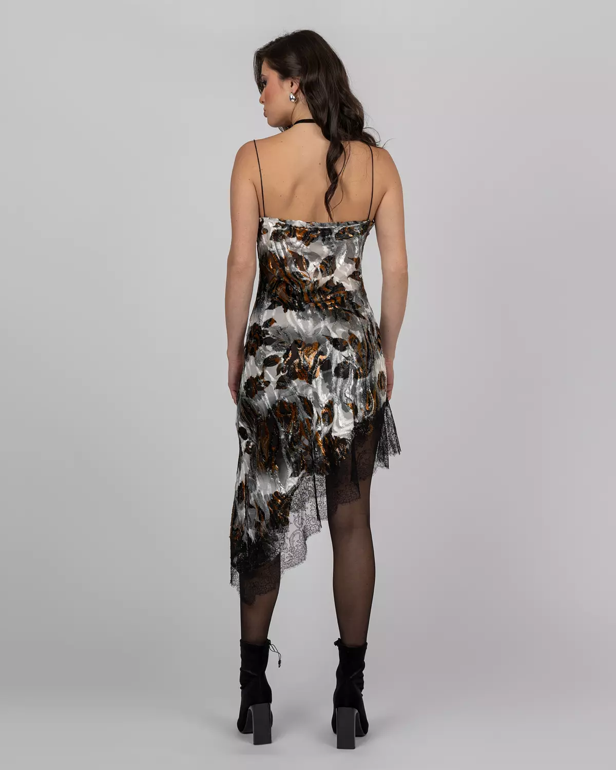 Luxury Silk Velvet Asymmetric Dress 2