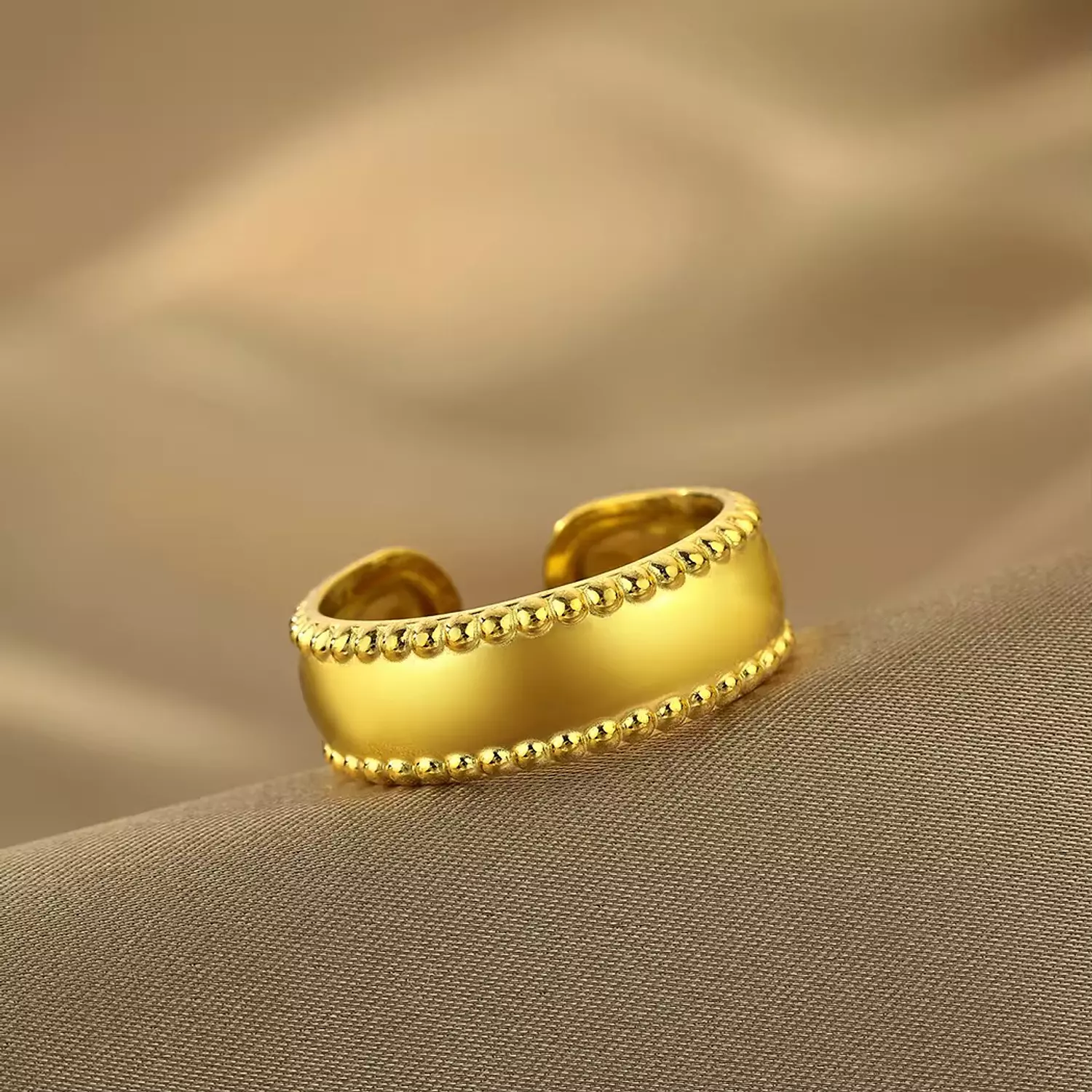 Thick Gold Bead Ring image