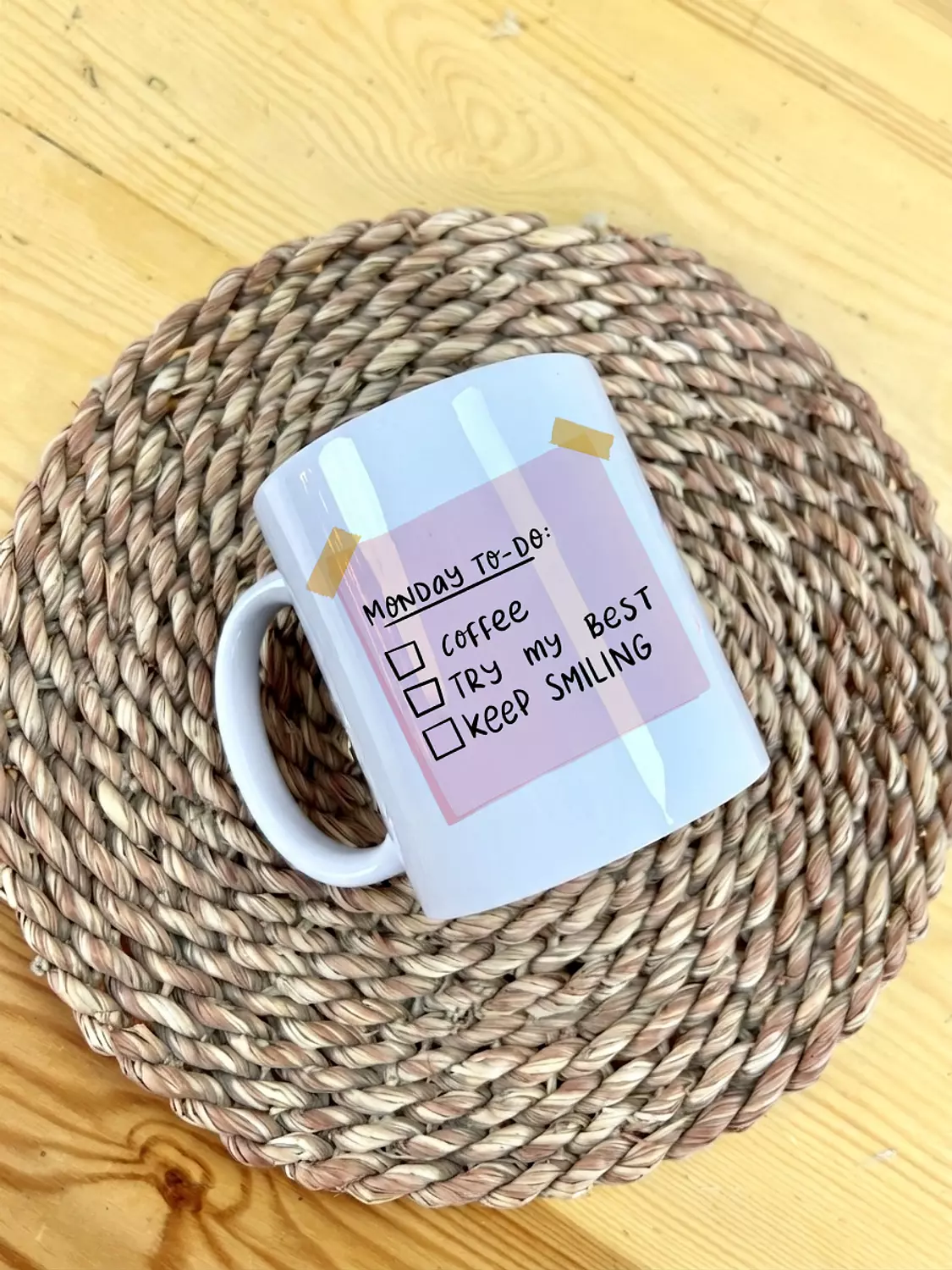 Monday to-do white mug image