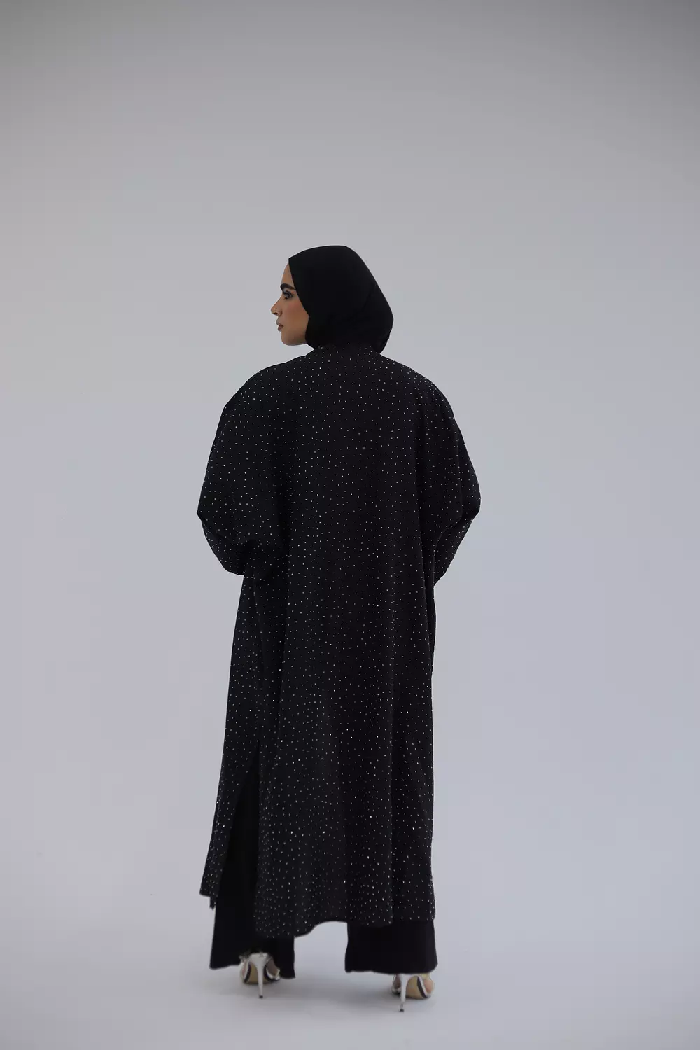 Black cardigan with silver beads 3