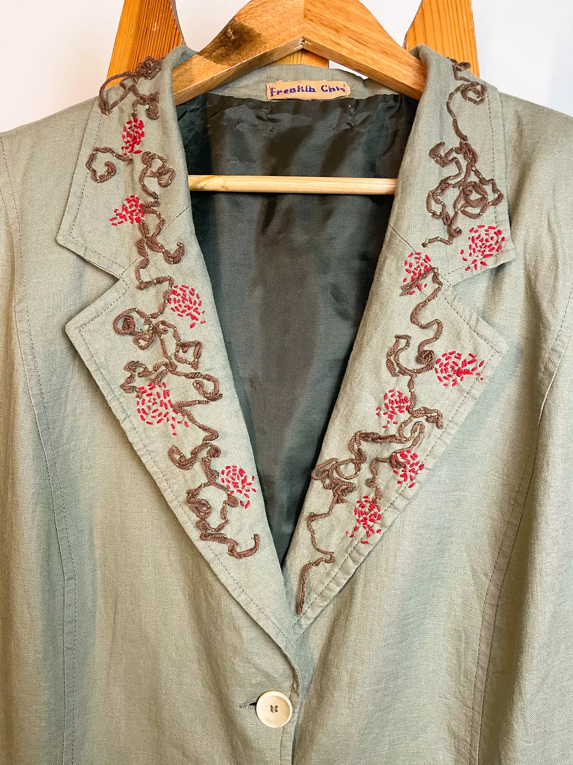Hand-Embroidered Linen Blazer 6
