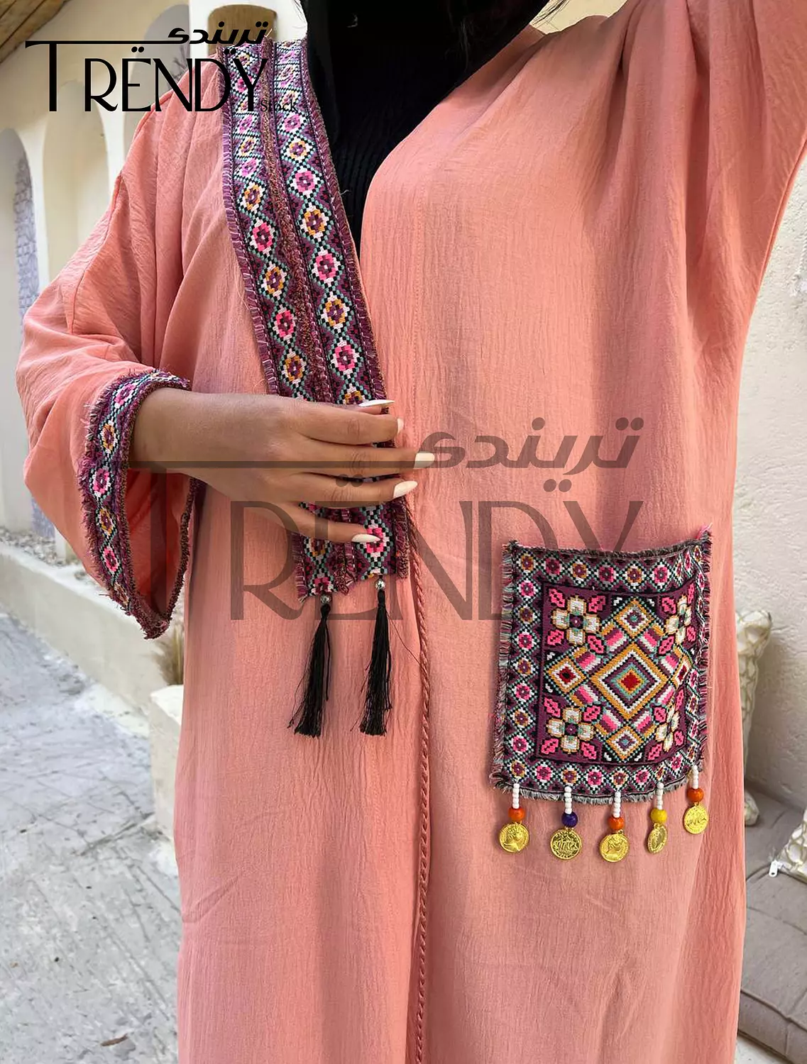 Ramadan kaftan with Indian jacquard 6