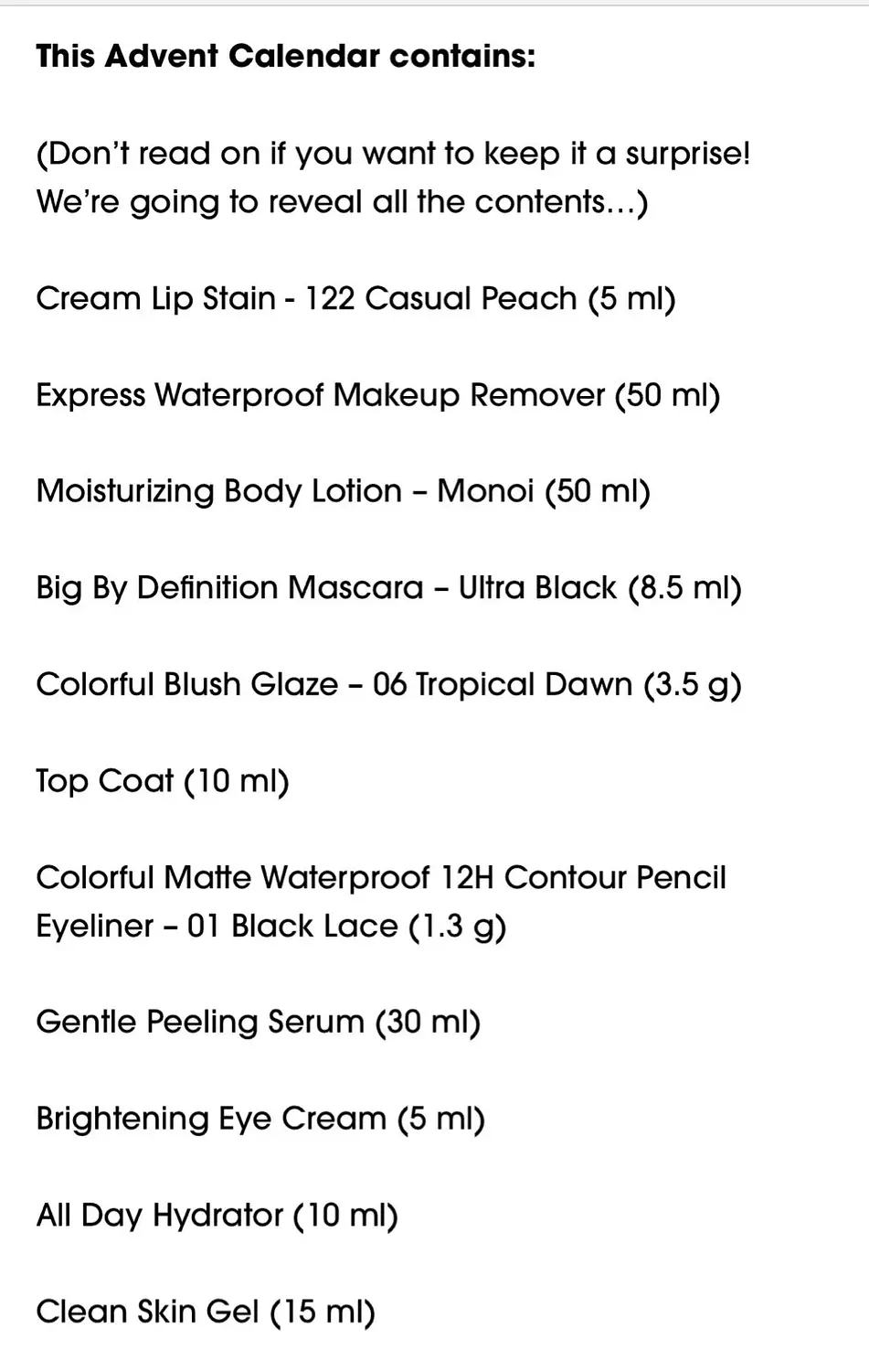 Sephora Collection Advent Calender 2