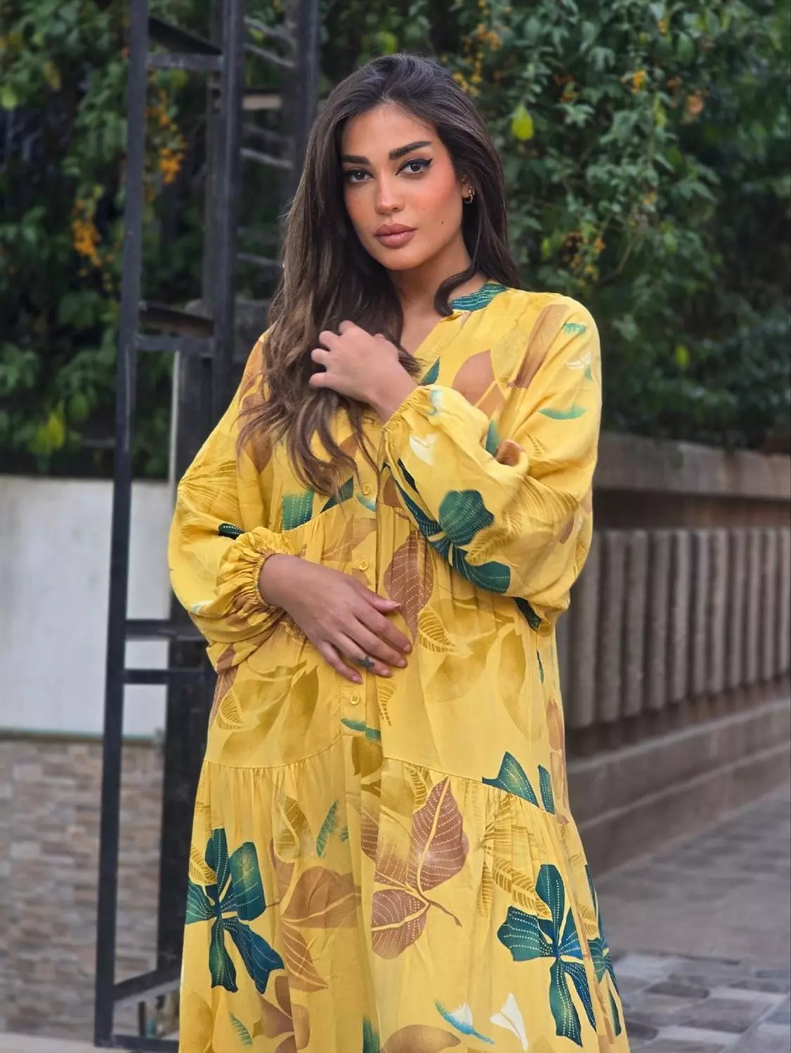 Yellow floral dress  image