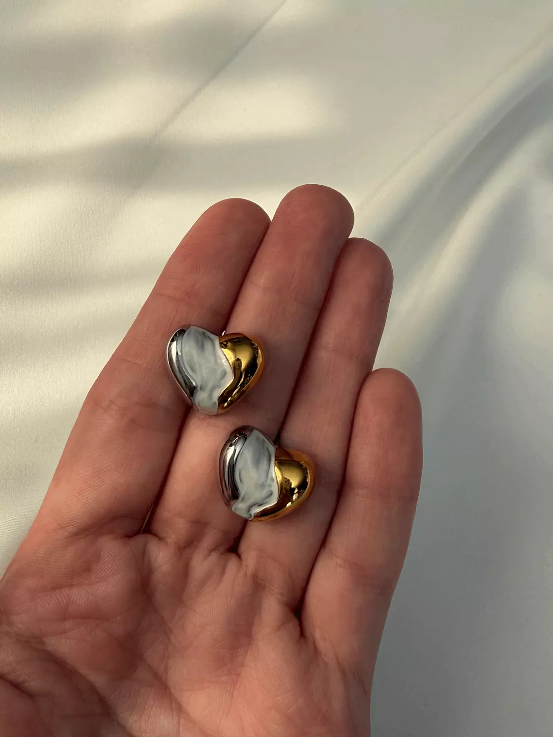 Silver x Gold Heart Studs 3