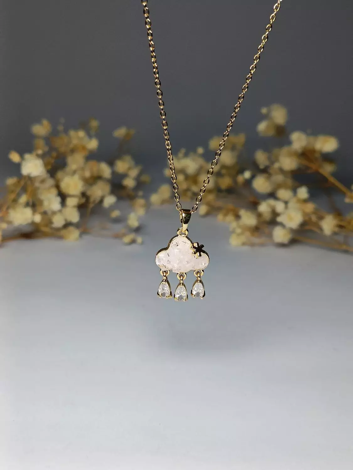 pink rain cloud necklace image