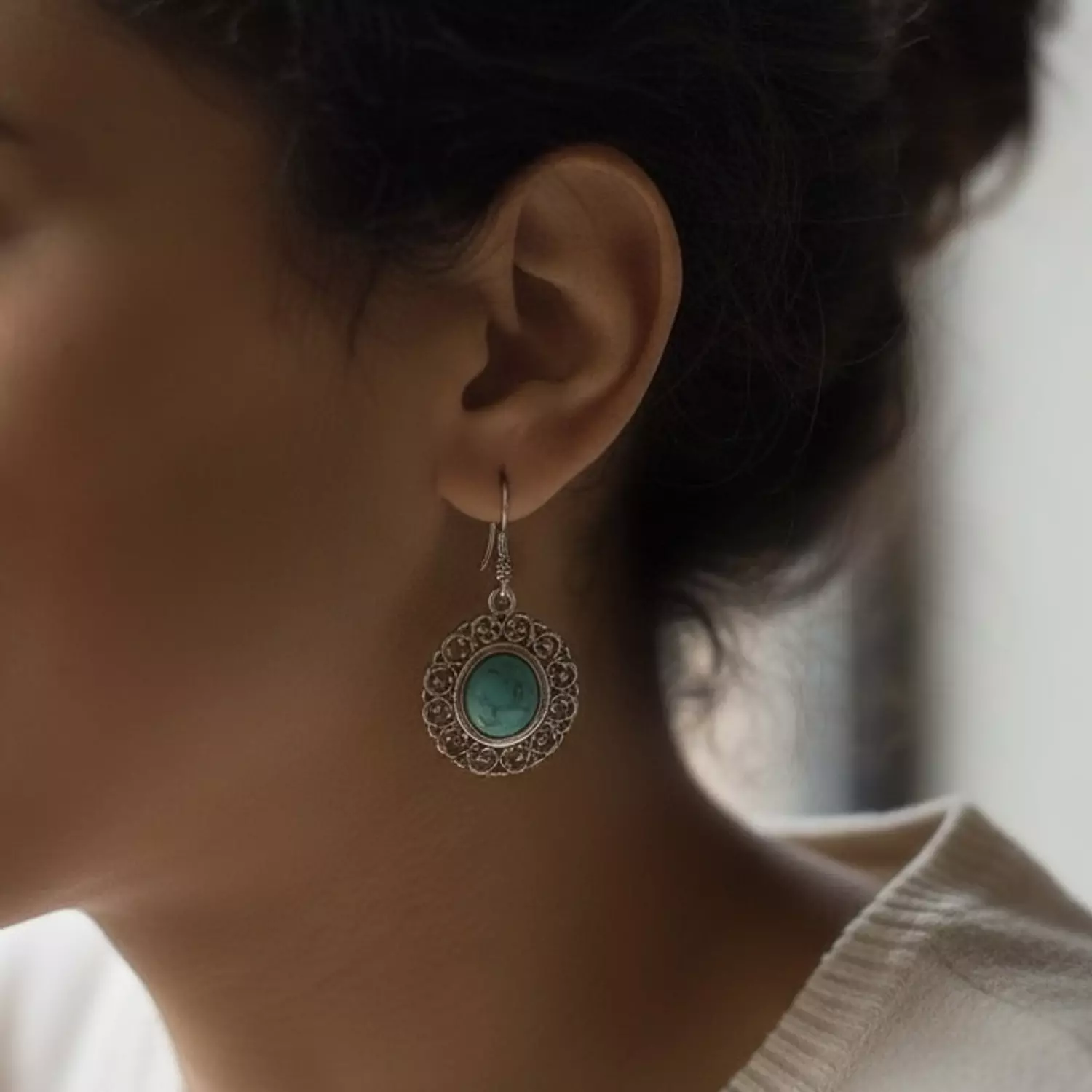 Turquoise Glow Vintage Dangle Earrings image