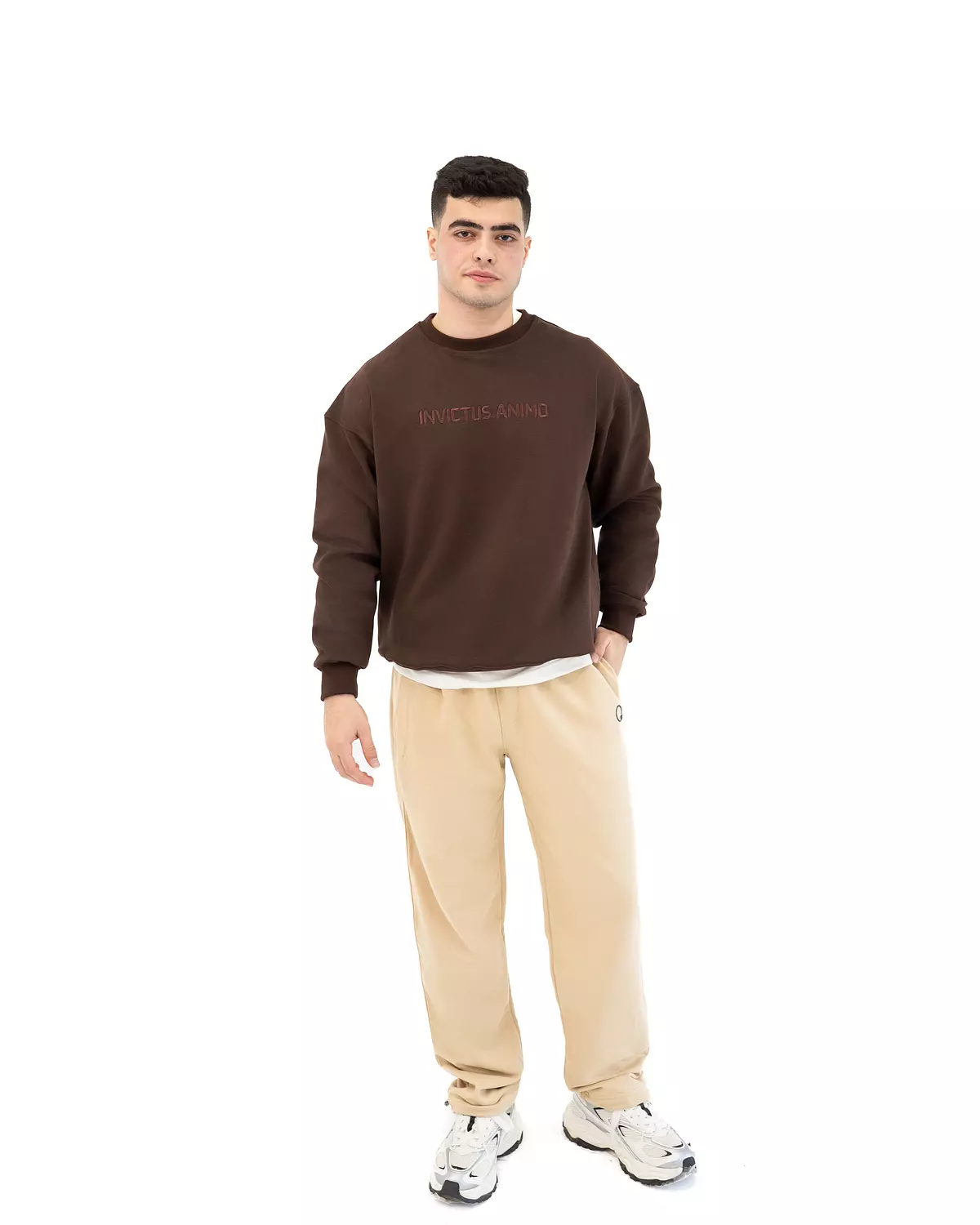 Wide leg & Over size Premium Sweatpants _ Beige color 2