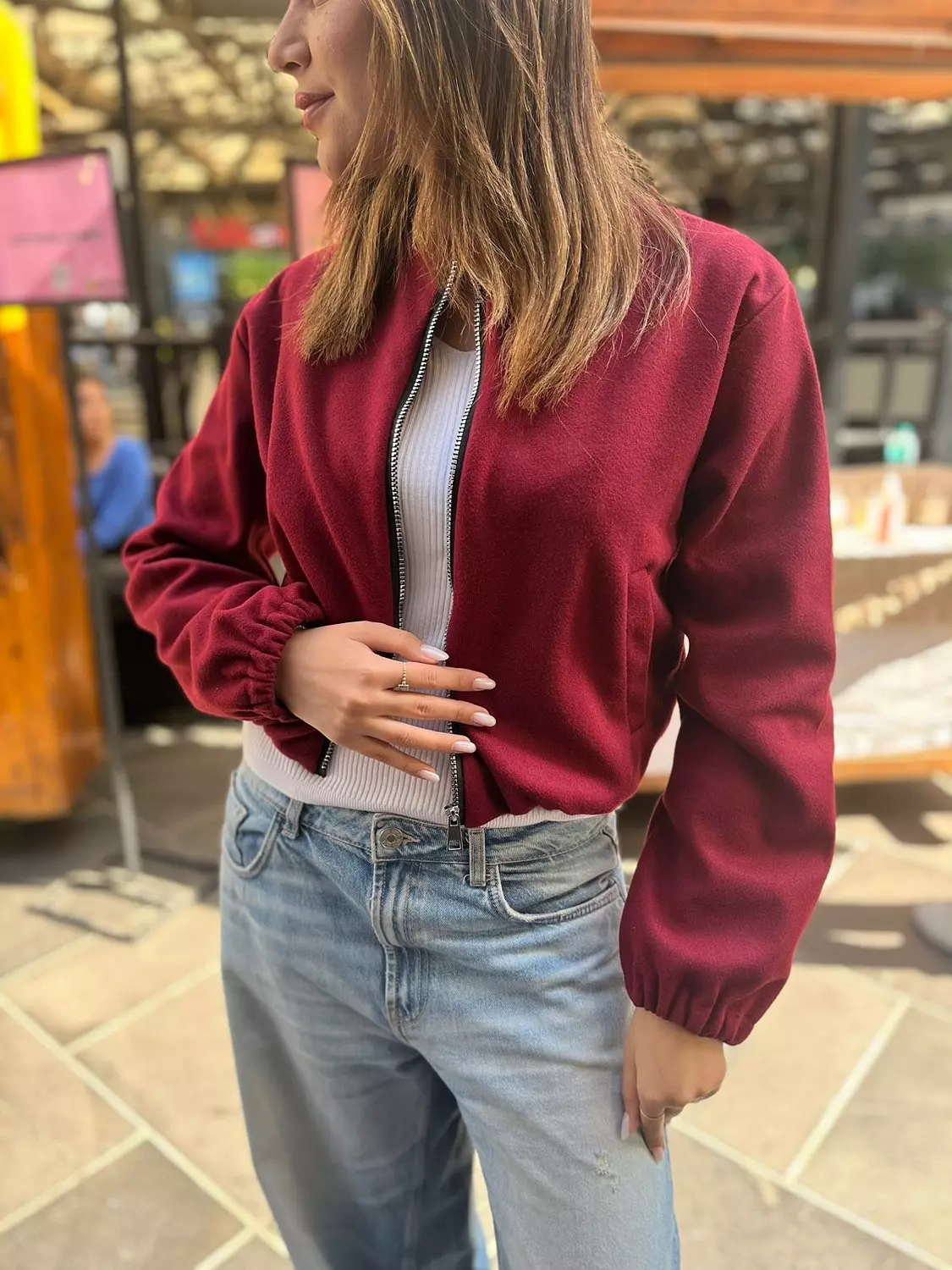 Bomber Jacket - Burgendy  image