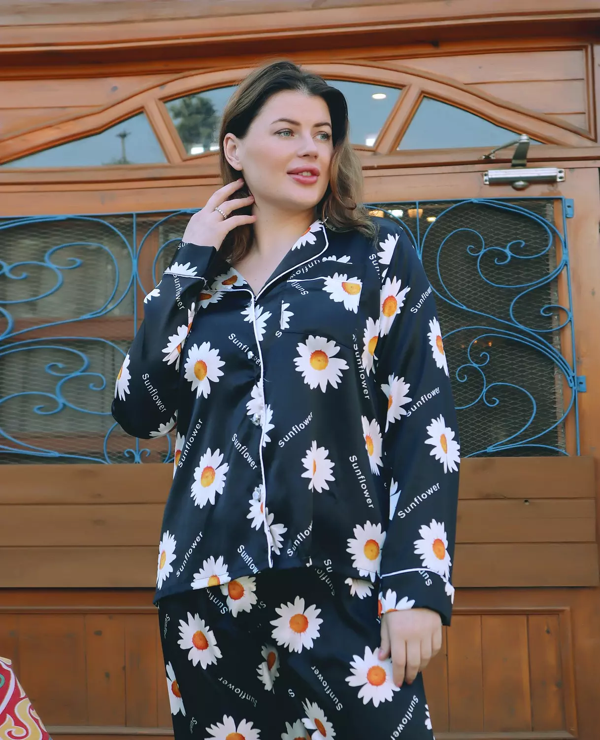 Sunflower Print Satin Pajama hover image