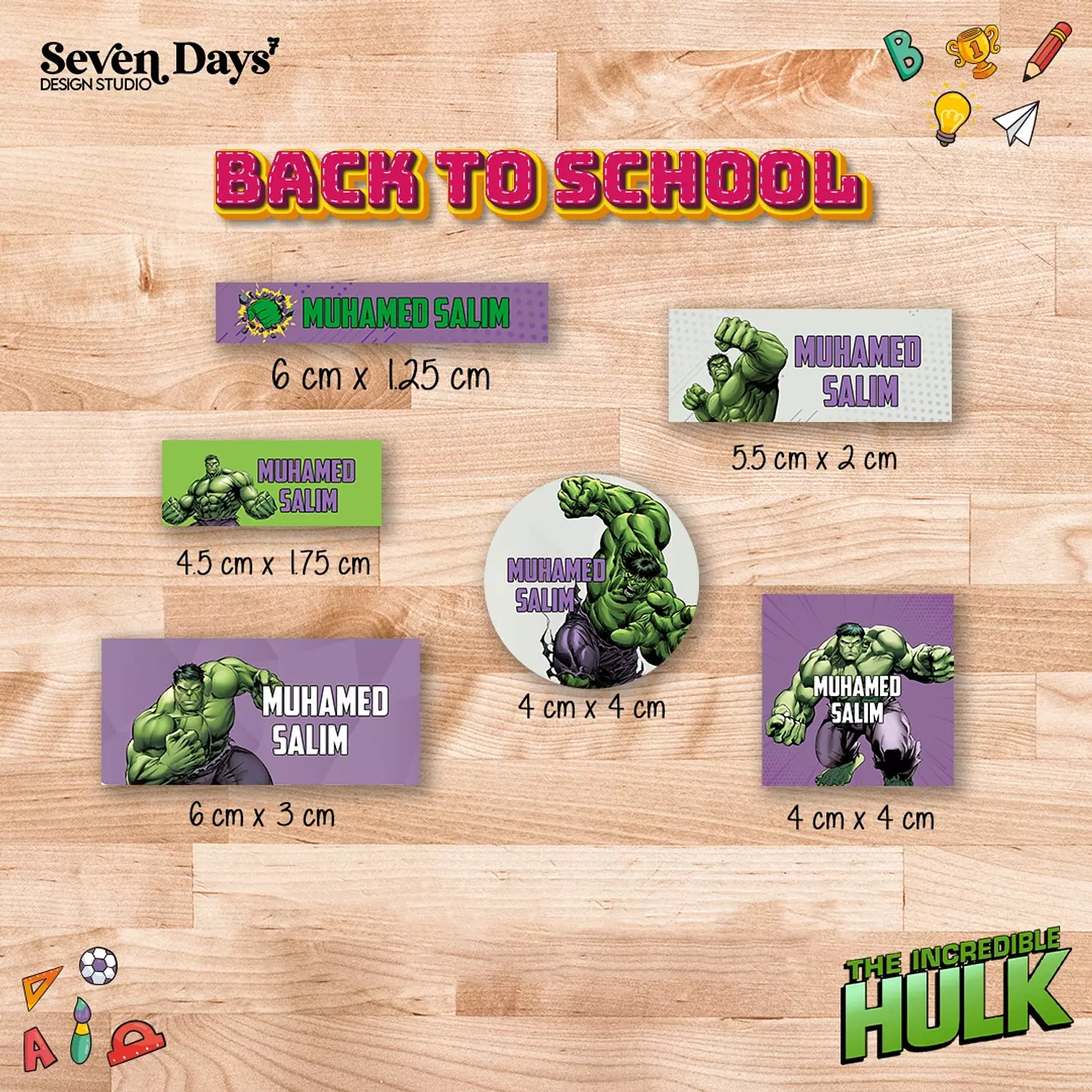 Hulk School Labels