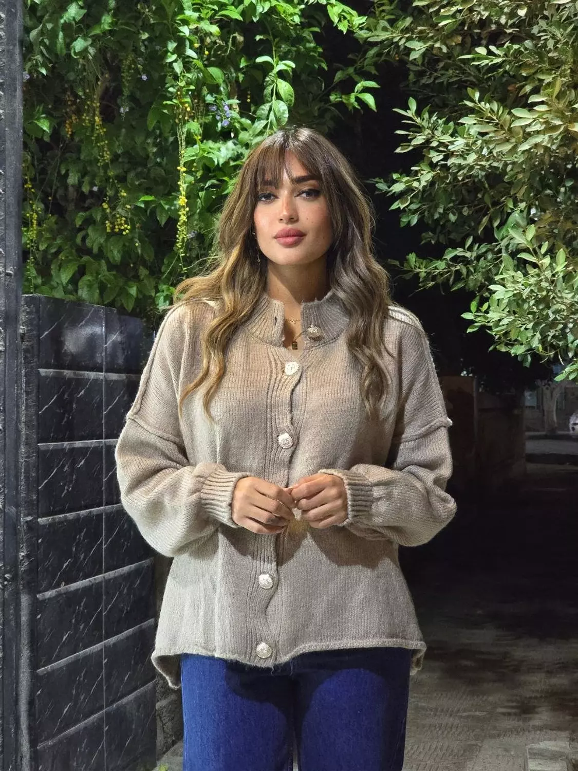 Oversize Café Cardigan with Gold Buttons  image