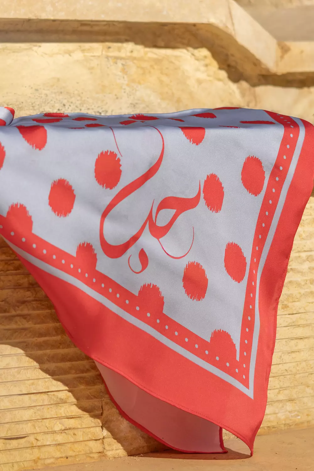 حب Love – Ramadan Satin Scarf (Baby Blue & Cherry Red) image