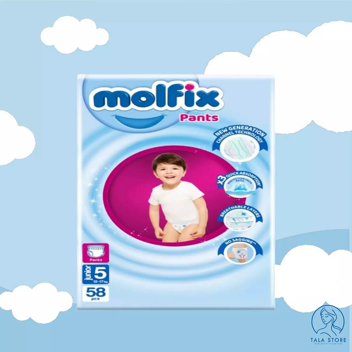Molfix Diapers Mini Size 5 PANTS – 58 Pcs    image