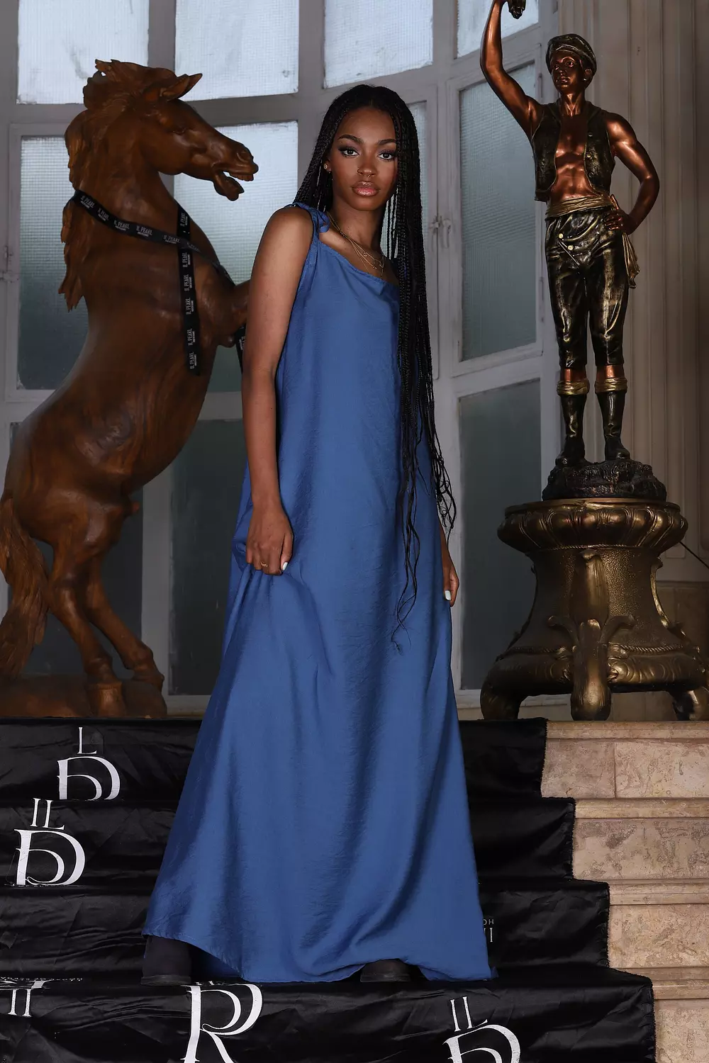 Cut Soft Linen Dress - Blue hover image