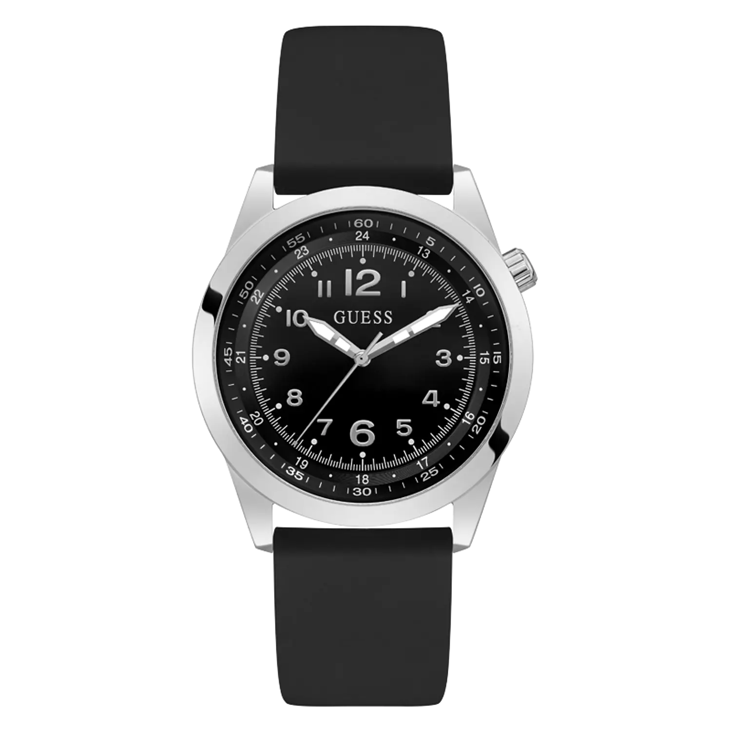 Guess GW0494G1 Gents Watch Silver Polished Case Stainless Steel/ Silicone Strap image