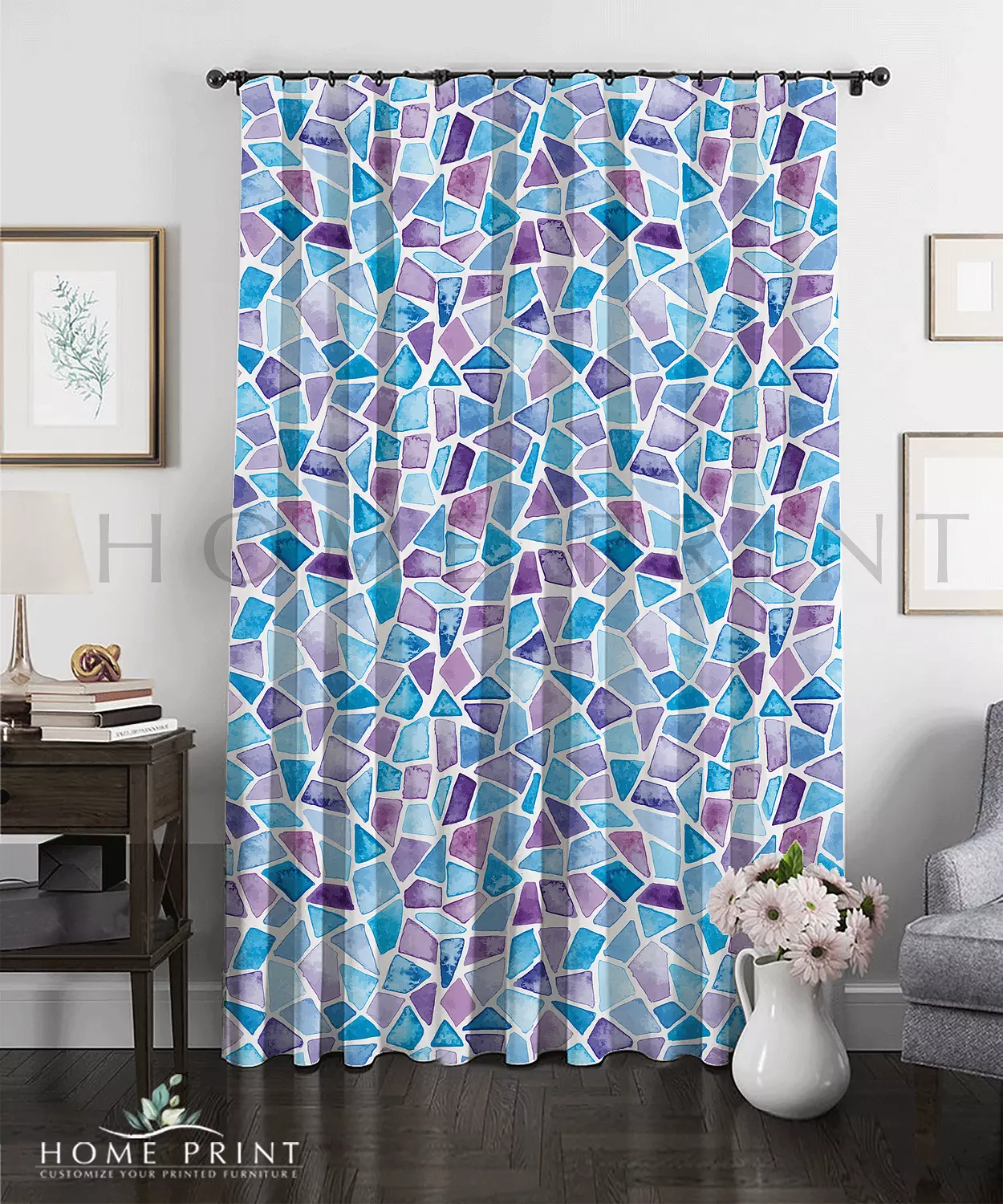 Velvet Curtain - Multi Different shapes - Colorful Design  image