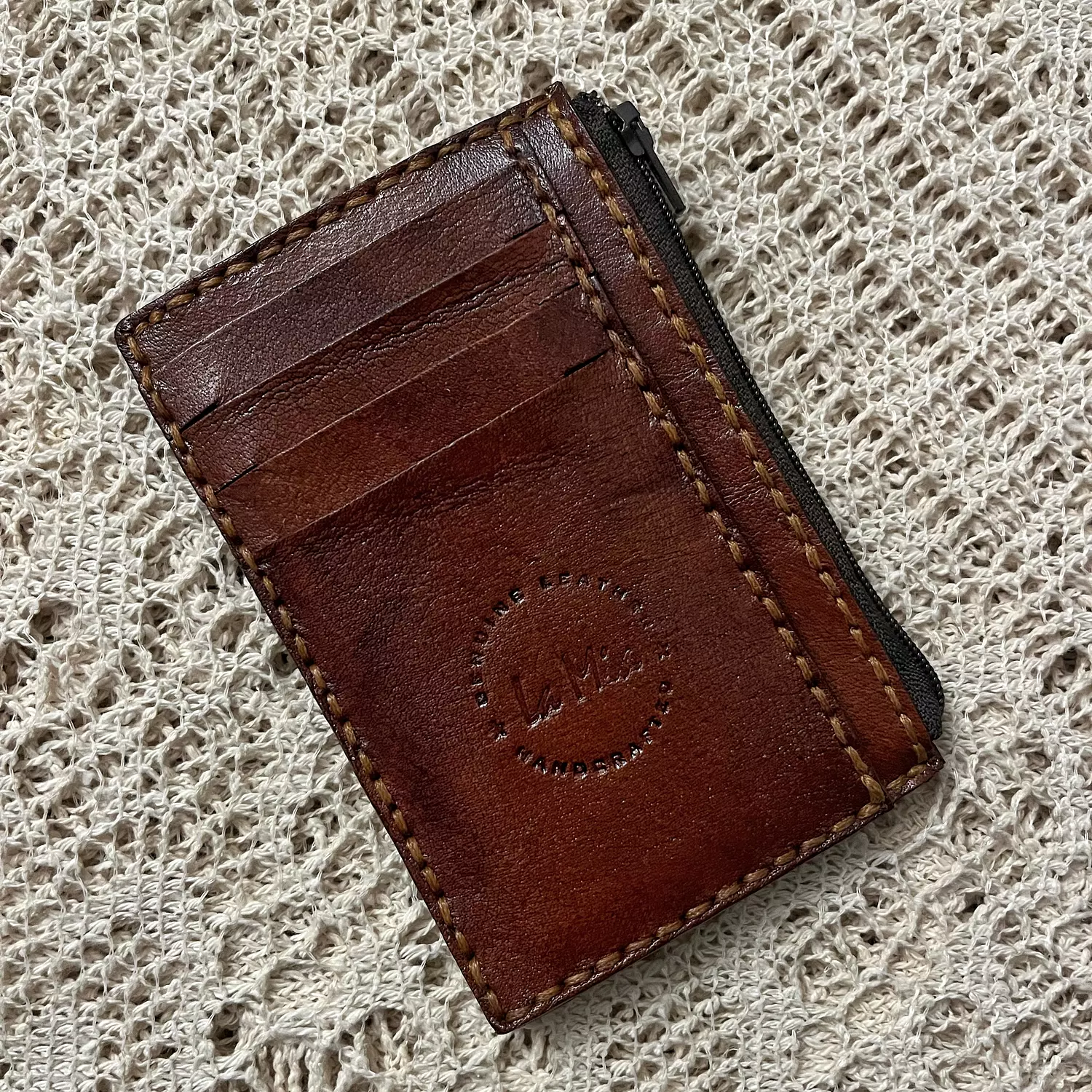 Zipped plain leather card holder image