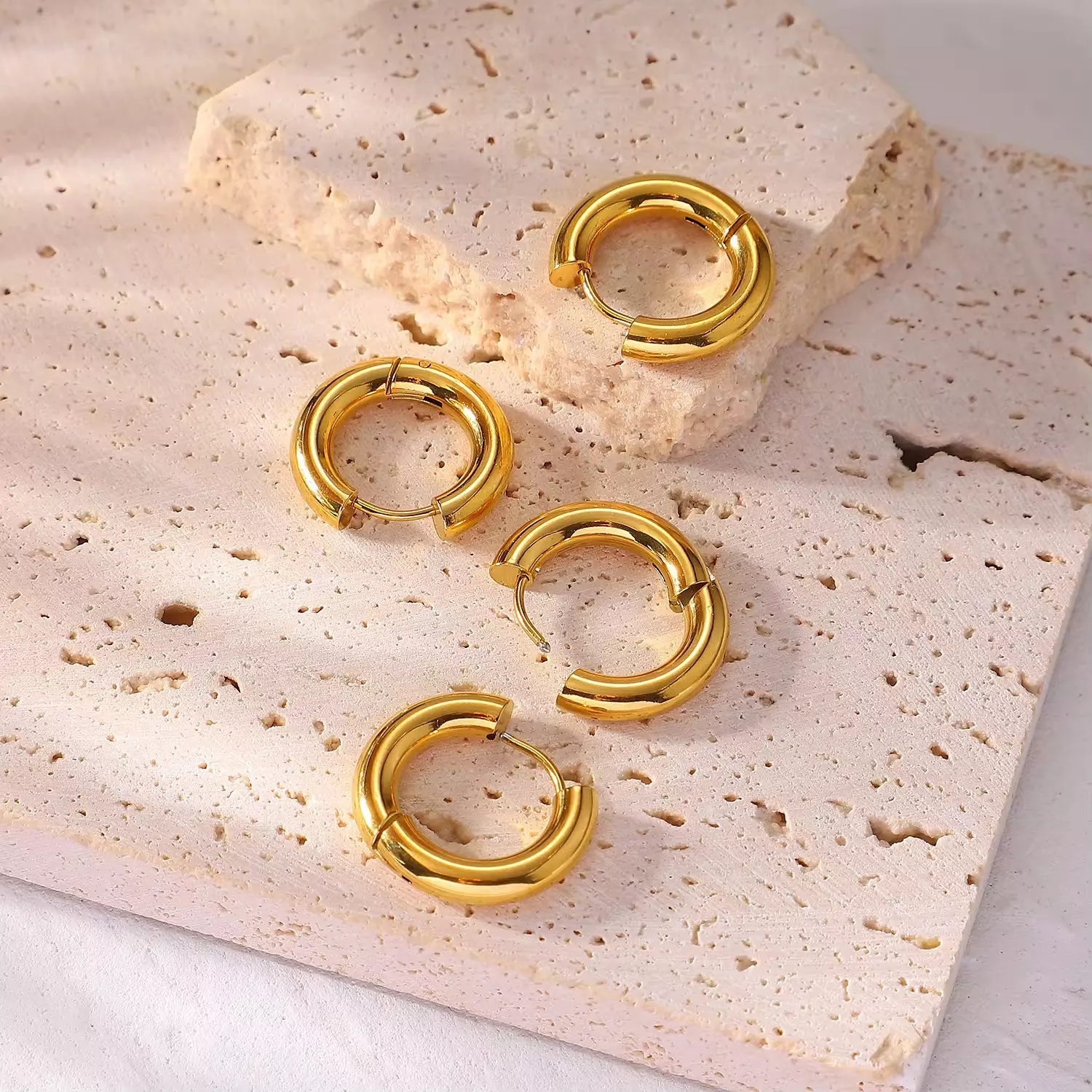 Plain gold hoop earrings 4