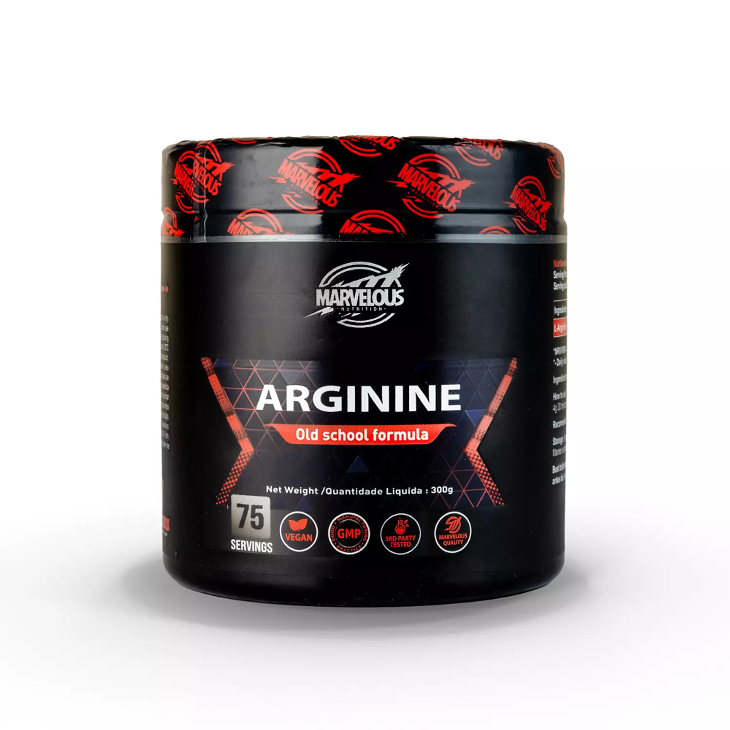 Marvelous nutrition, L-Arginine, Unflavoured, 300g, 75 Servings image