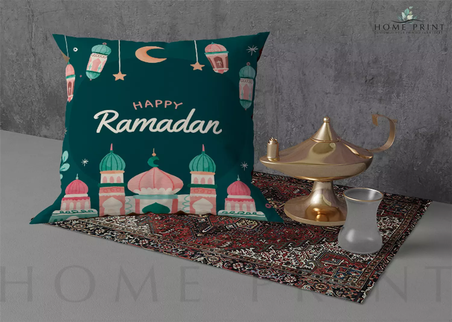 Ramadan Cushion - Islamic Mosques Design- Multi Color image