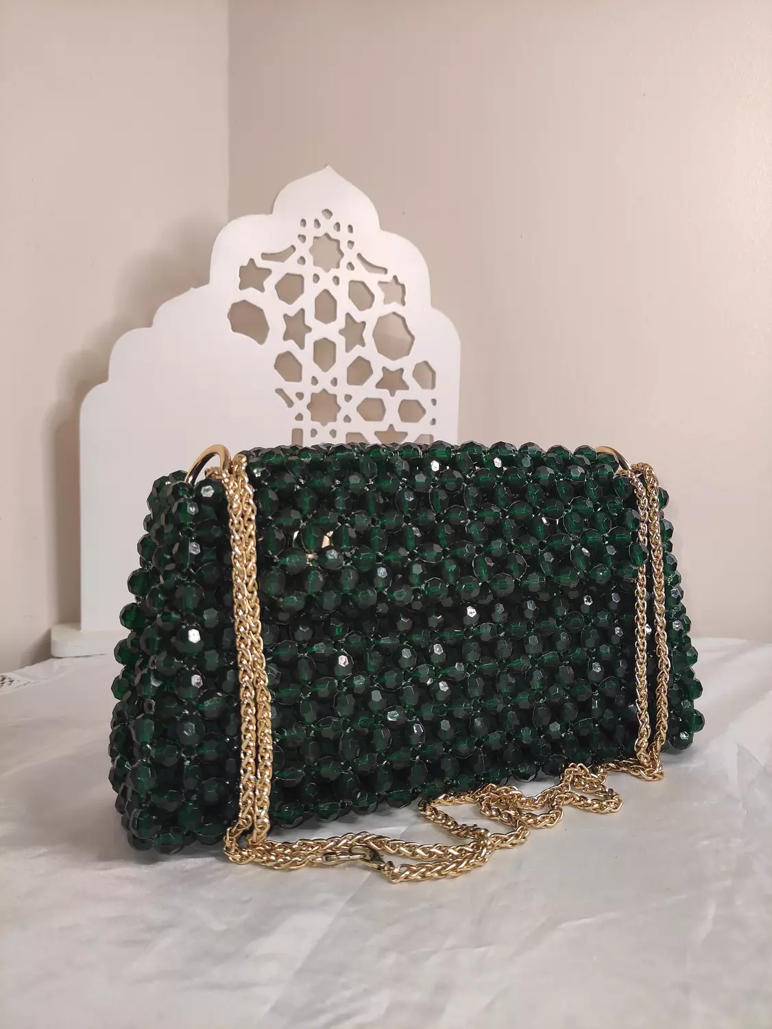 Emerald beaded bag 2