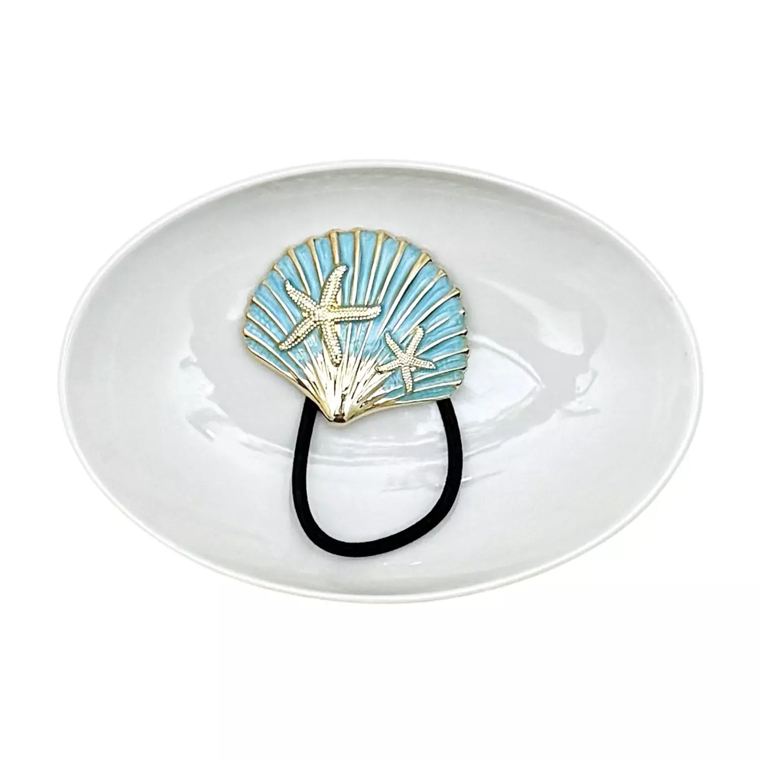 Blue/Green Seashell Hair Tie 1