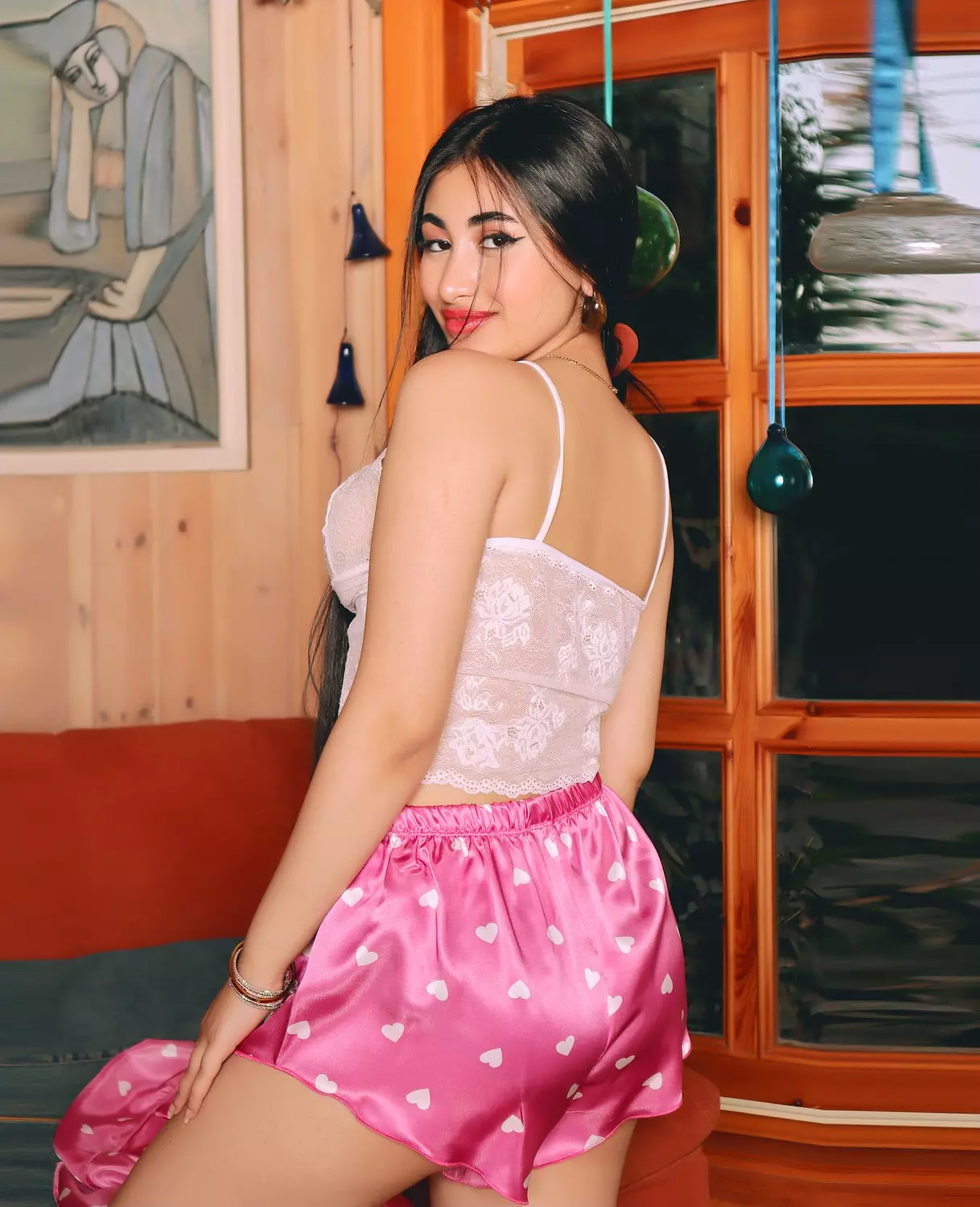 3-Piece Heart Print Satin Robe Set 14