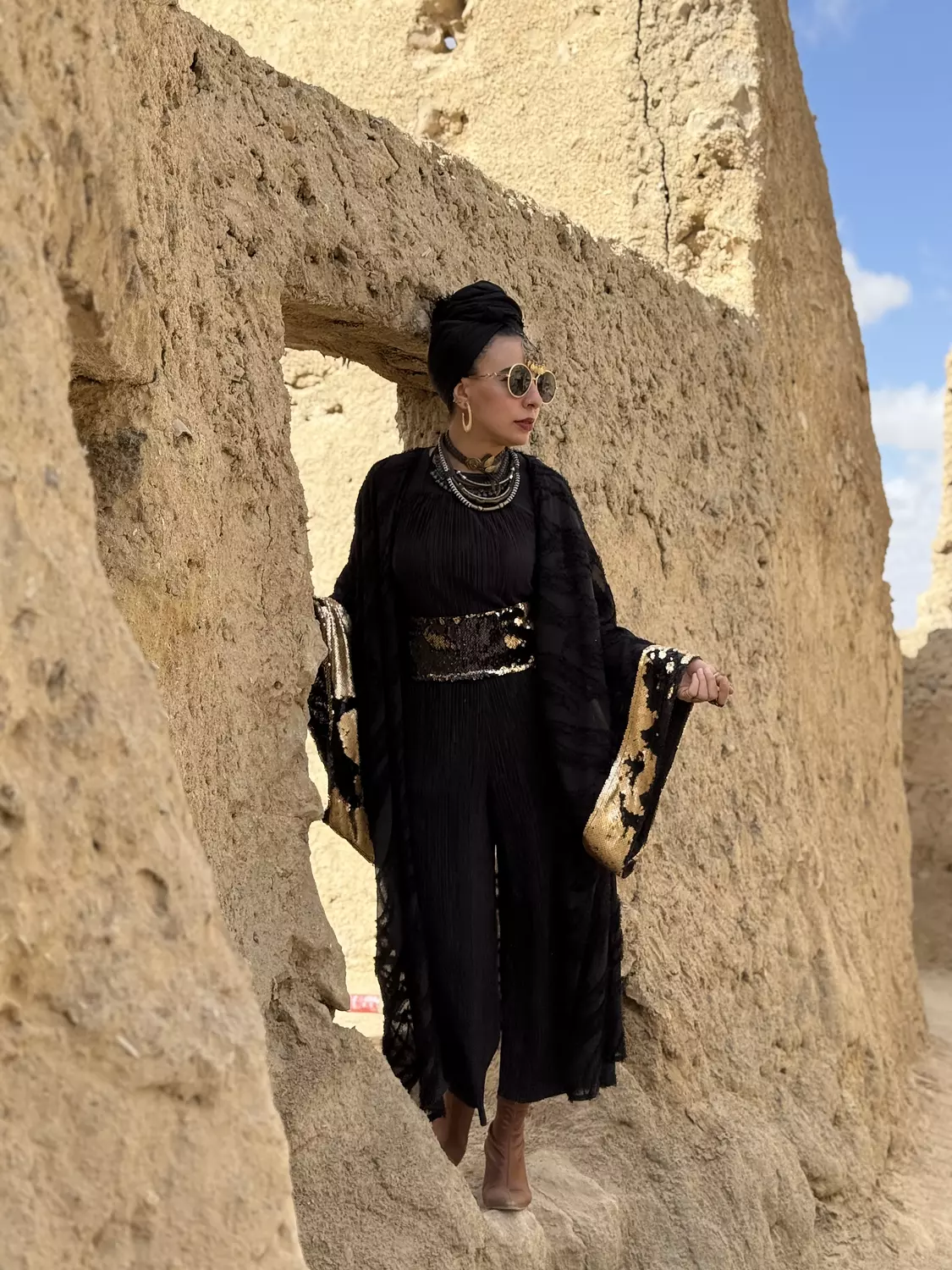 Royal black x gold kaftan image