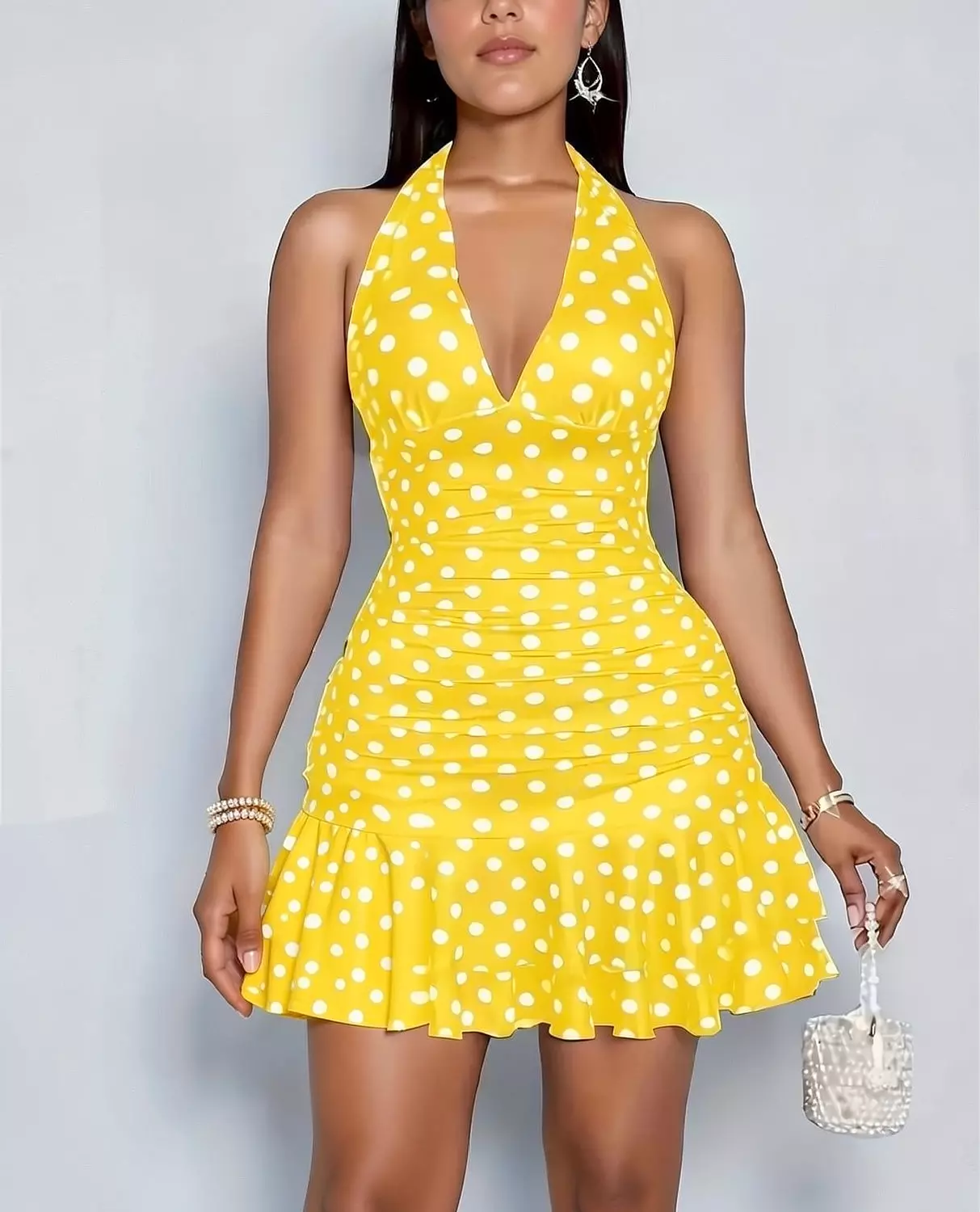 Polka Dot Halter Lingerie Dress 2