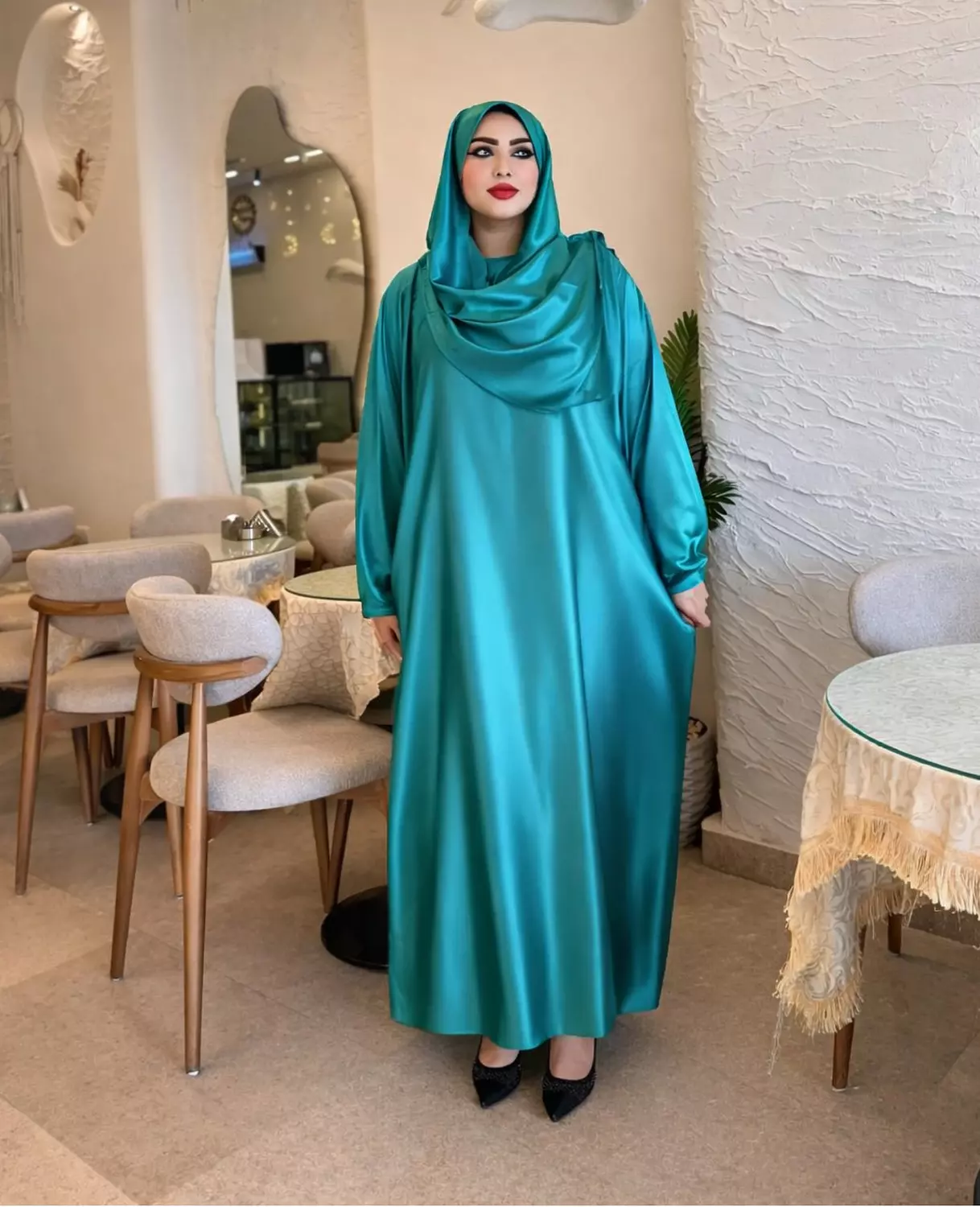 Satin Maxi Isdal with Attached Hijab 4