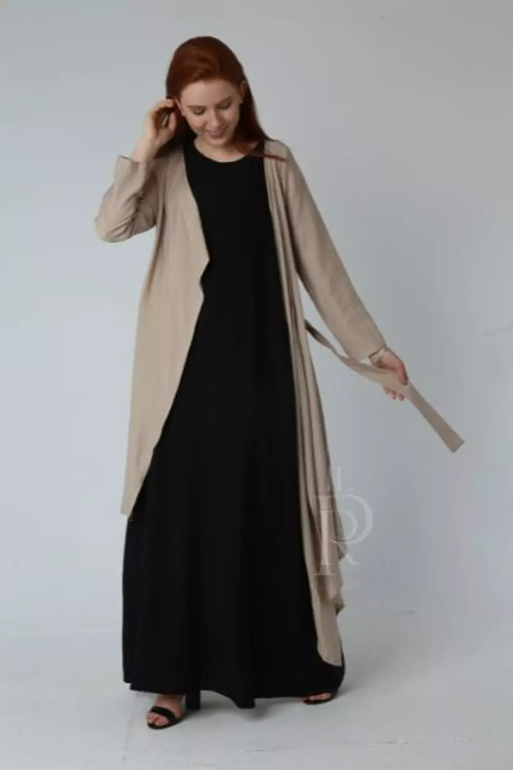 Knee level Linen Cardigan - Beige 6
