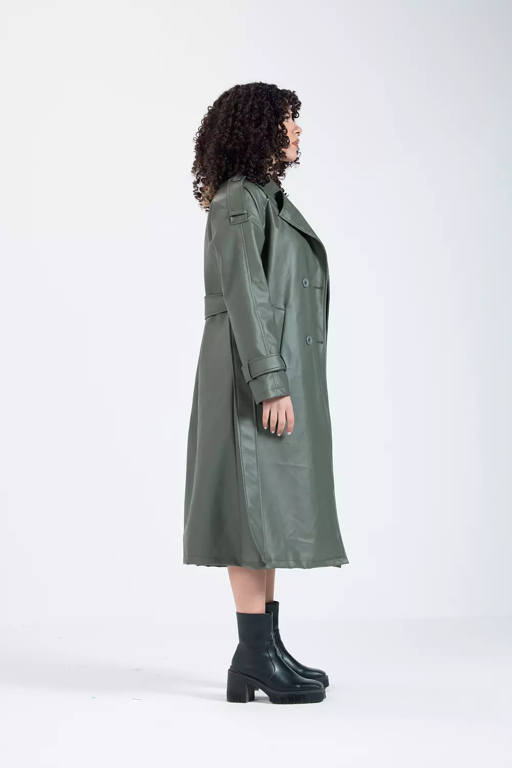 Olive Green Leather Coat 1