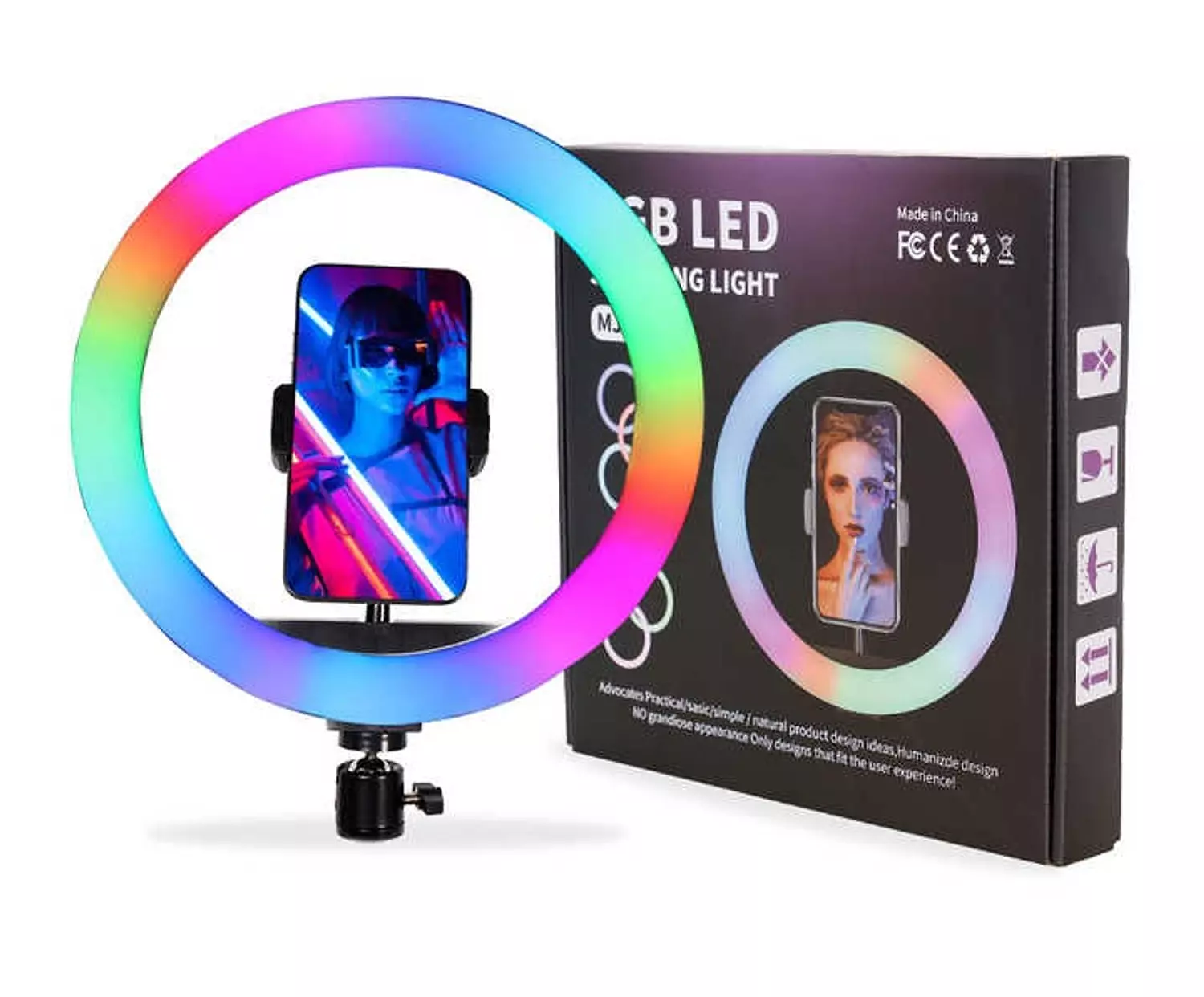 MJ45 RGB LED Soft Ring Light with Stepless Dimming and 360° Rotation 12