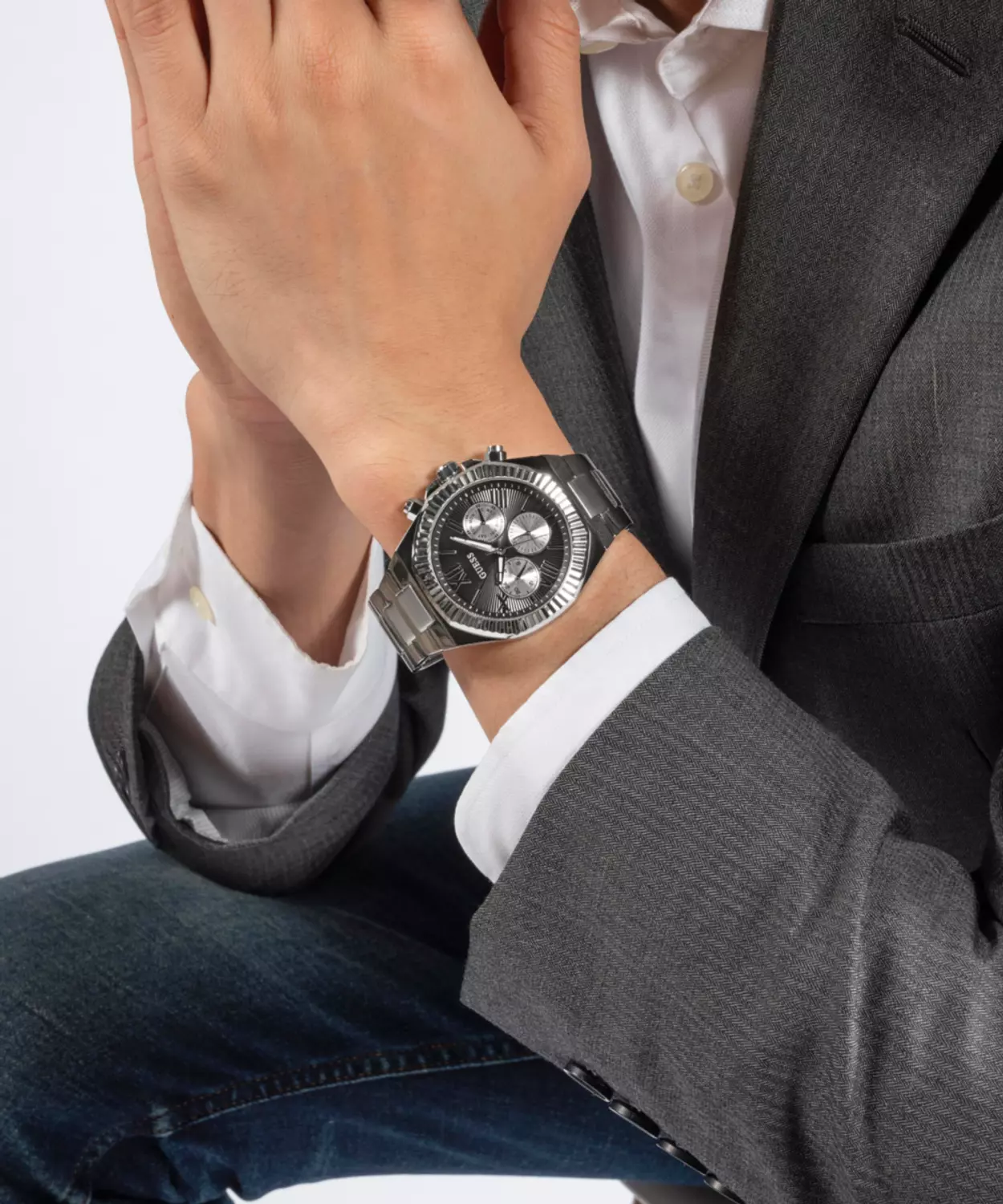 GUESS GW0703G1 Men's  Watch Silver Tone Stainless Steel Bracelet 6