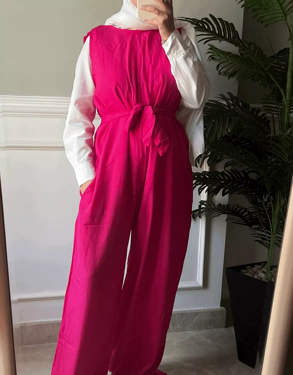 Linen Jumpsuit in Fuchsia 2