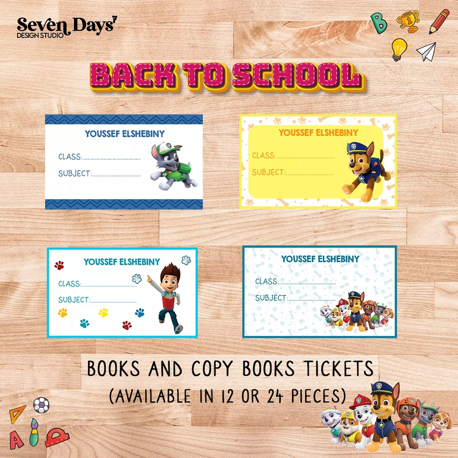 Paw Patrol School Labels 1