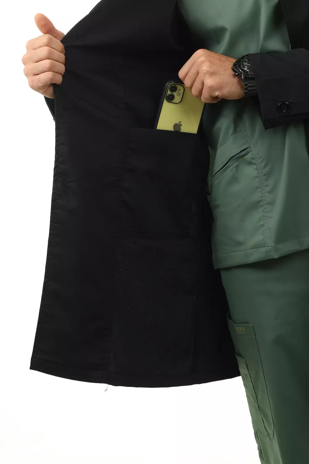 Black Elegance Lab Coat Long  10