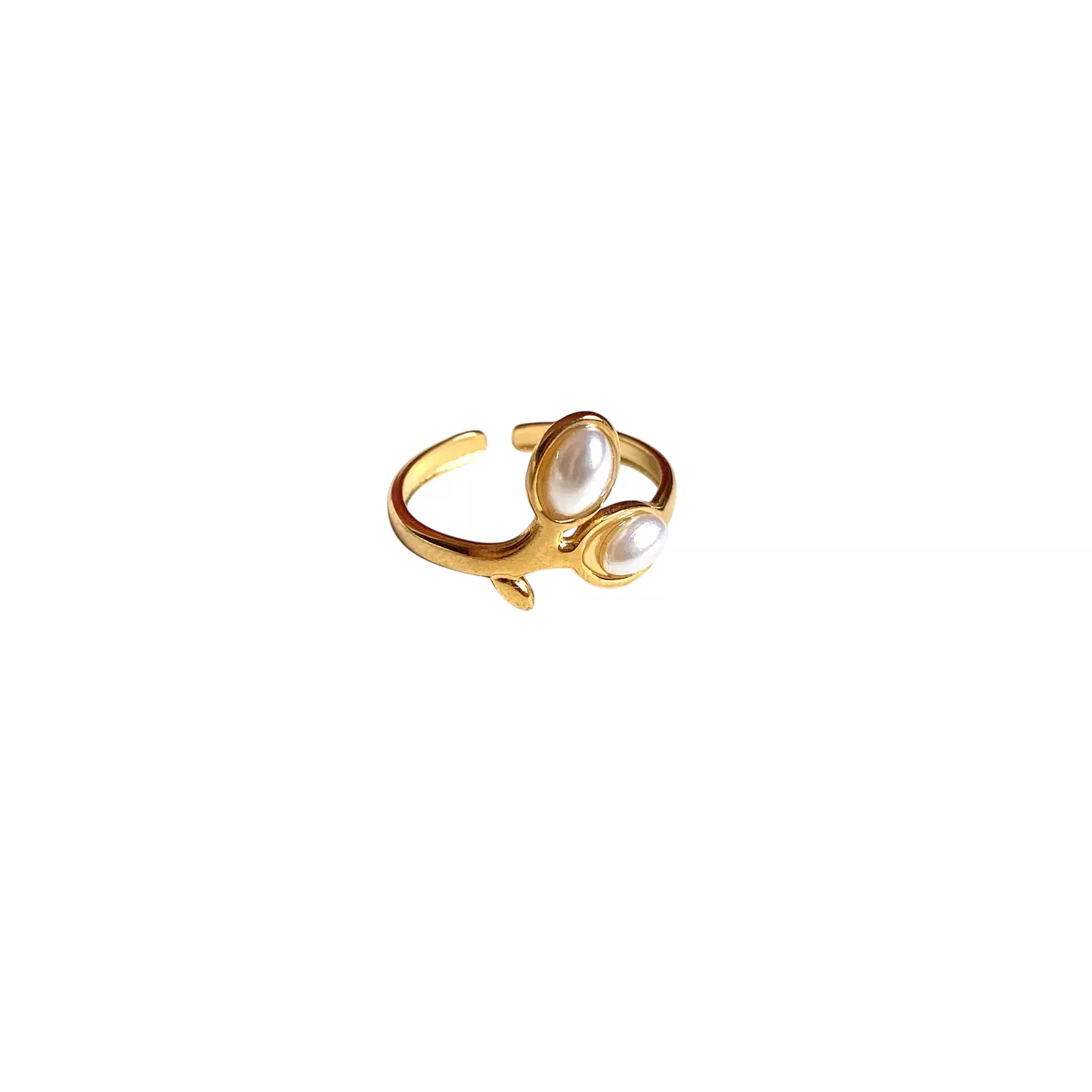Twin Pearl stainless steel Ring 1