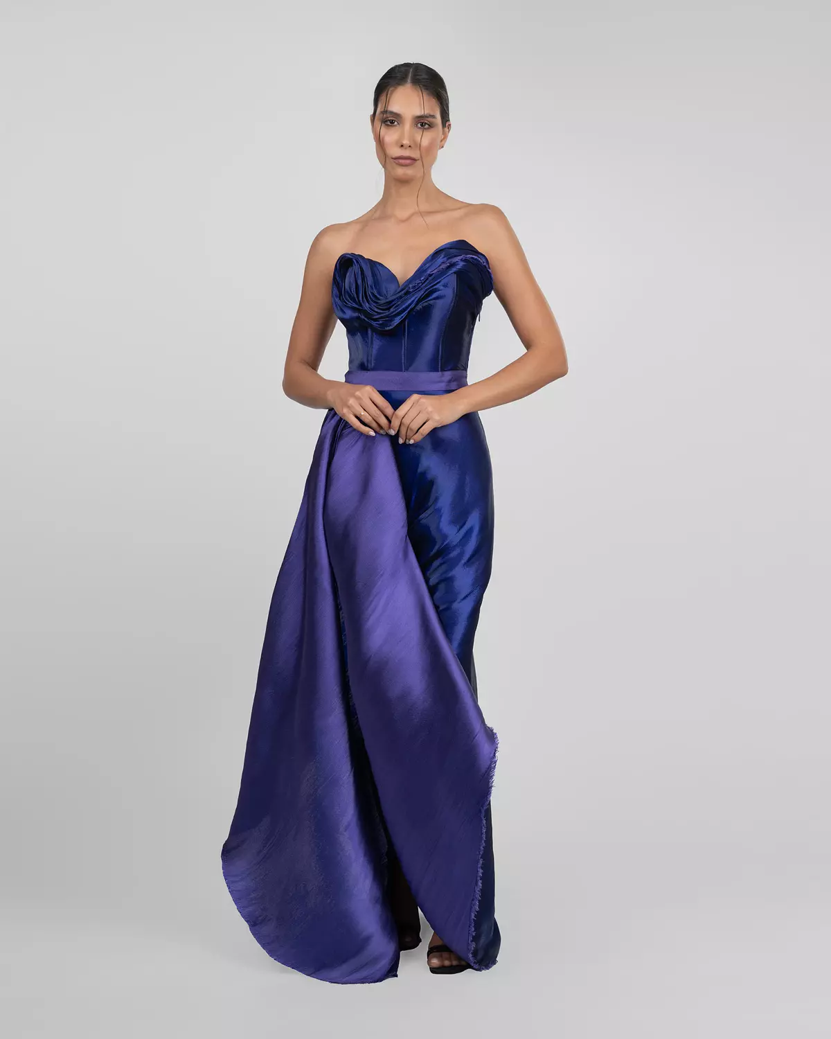 Strapless Two-Tone Draped Gown 4