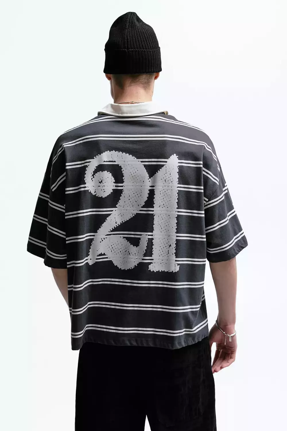 PULL&BEAR 21 SAVAGE STRIPED POLO T-SHIRT 1