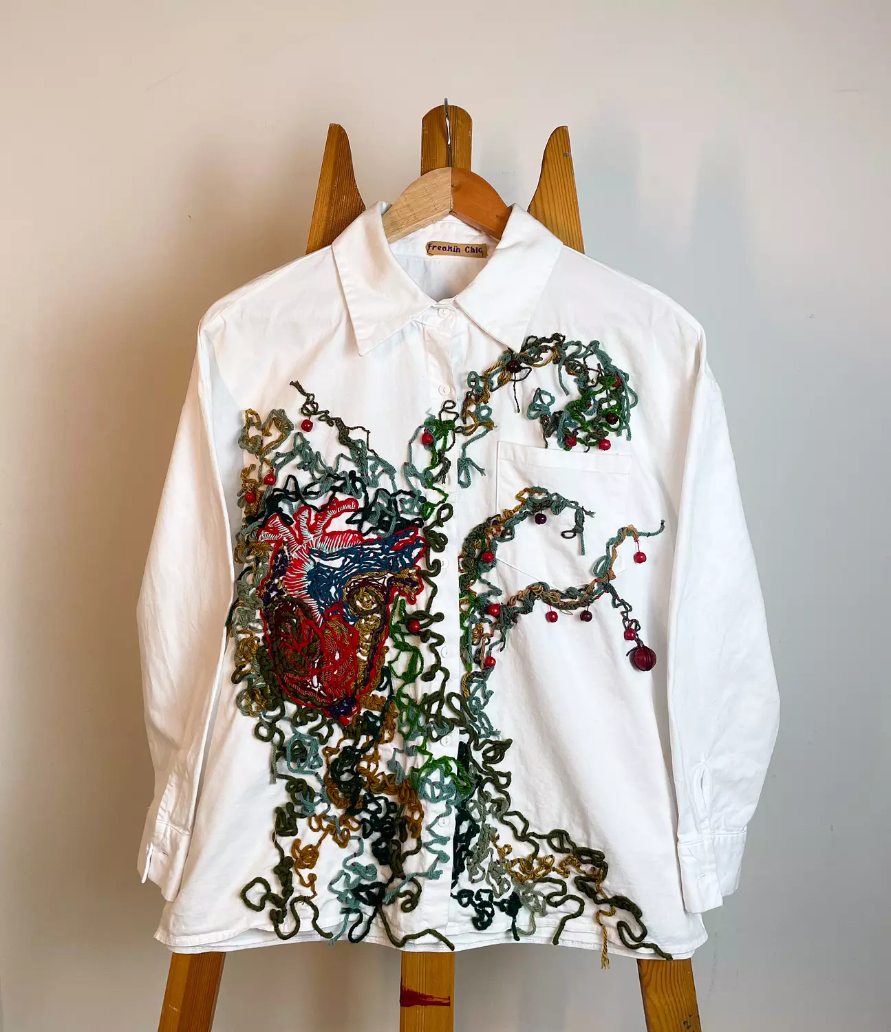 “The Heart of the tree ” Hand-Embroidered cotton Shirt image