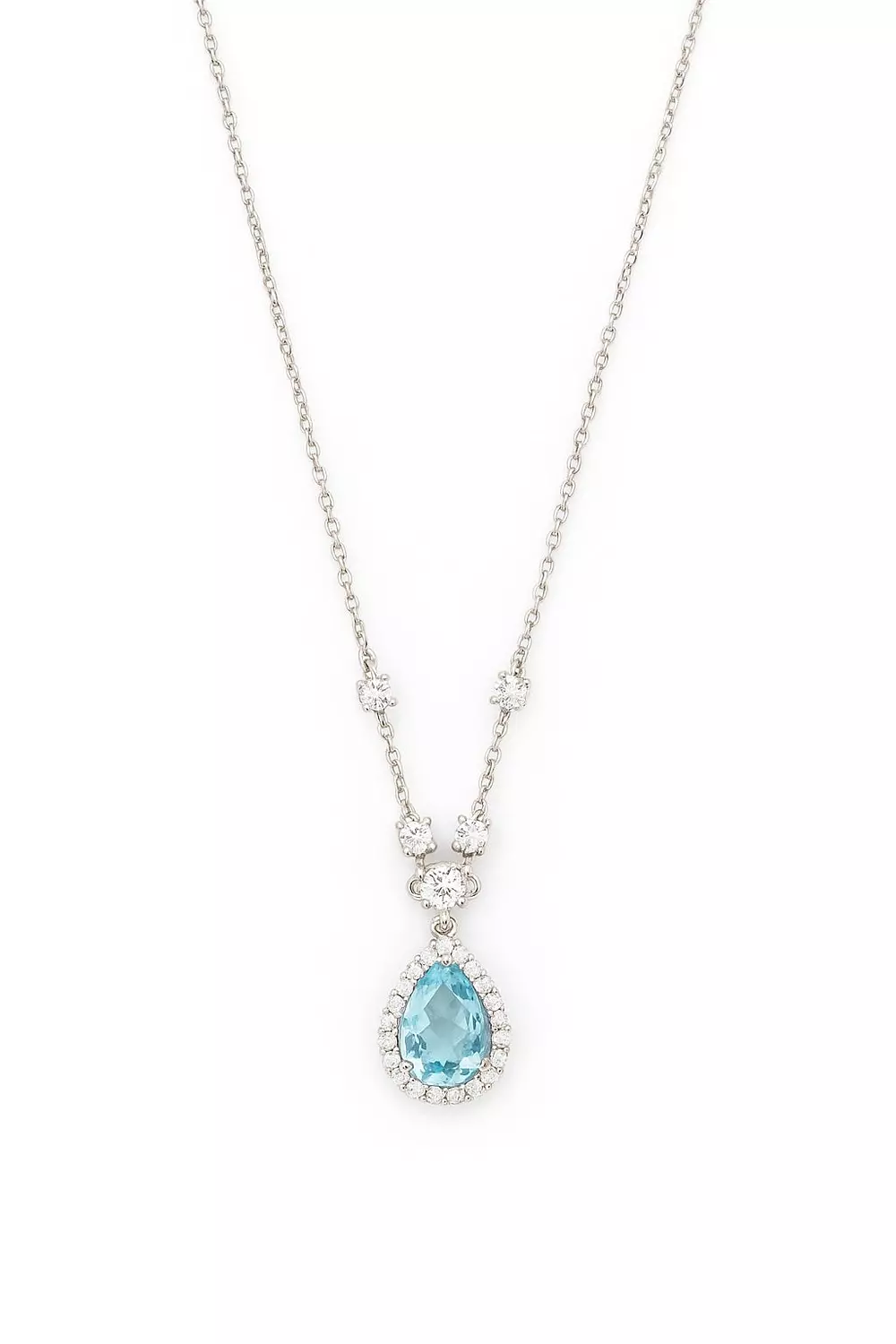 Silver Necklace Sky Blue 1